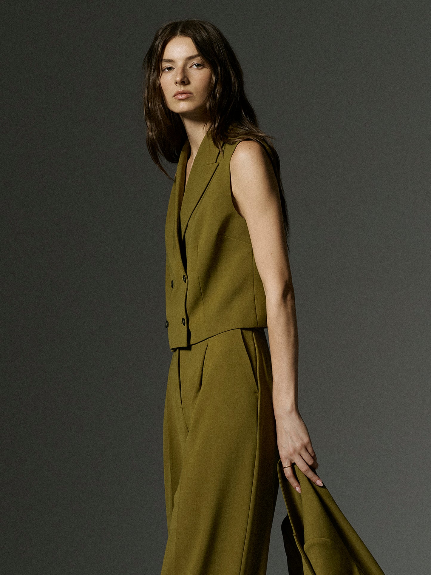 Woven Sleeveless Fitted Waistcoat with Stretch Fabric