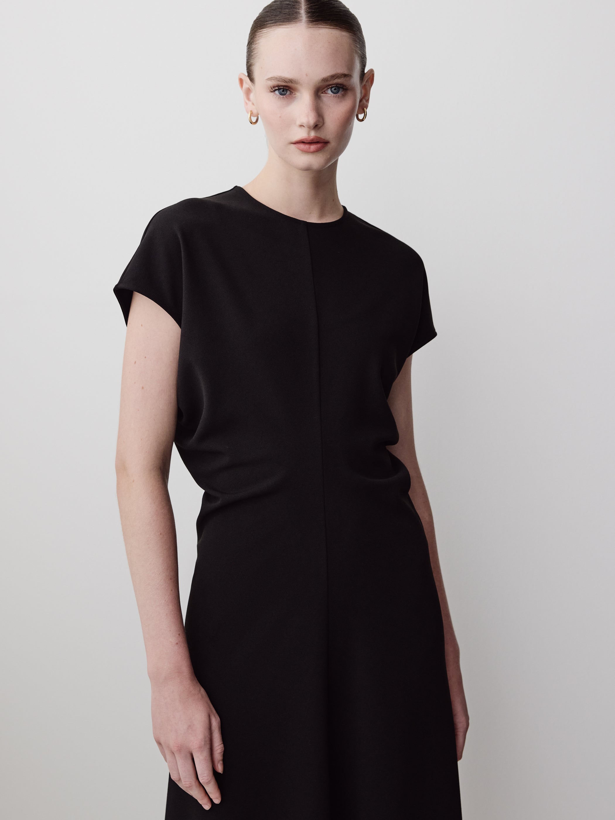Woven Dress Crepe Fabric Extended Sleeve