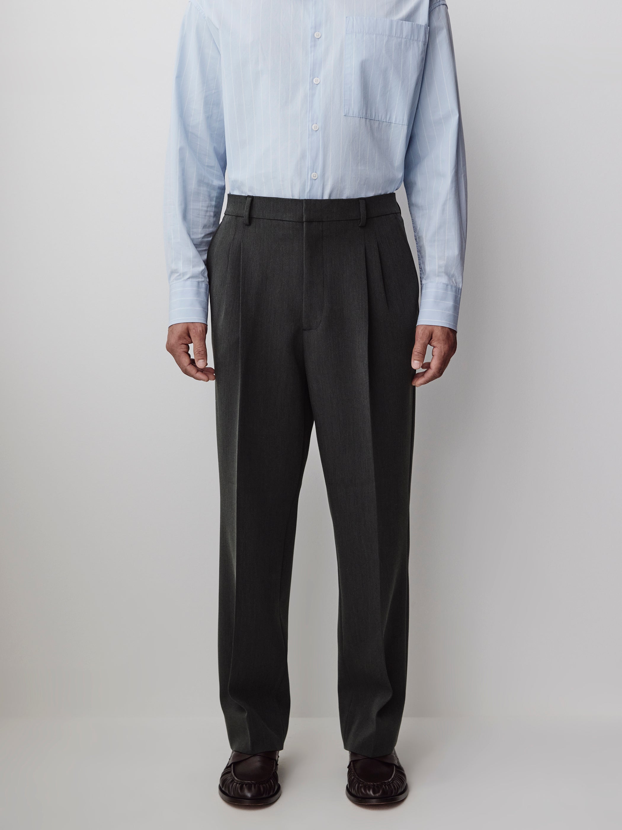 Wide-Leg Pleated Dress Pant