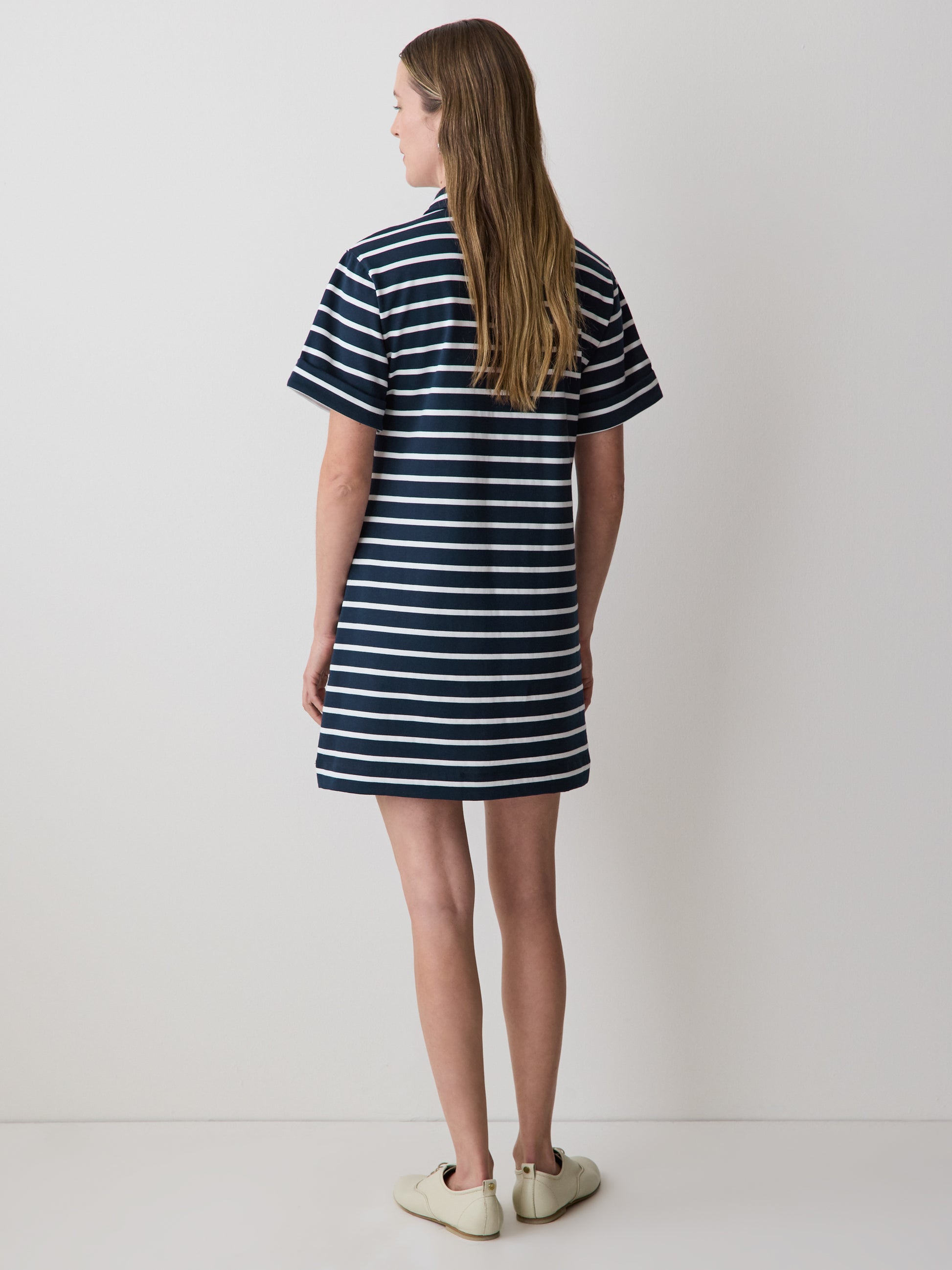 Striped Short-Sleeve Polo Dress