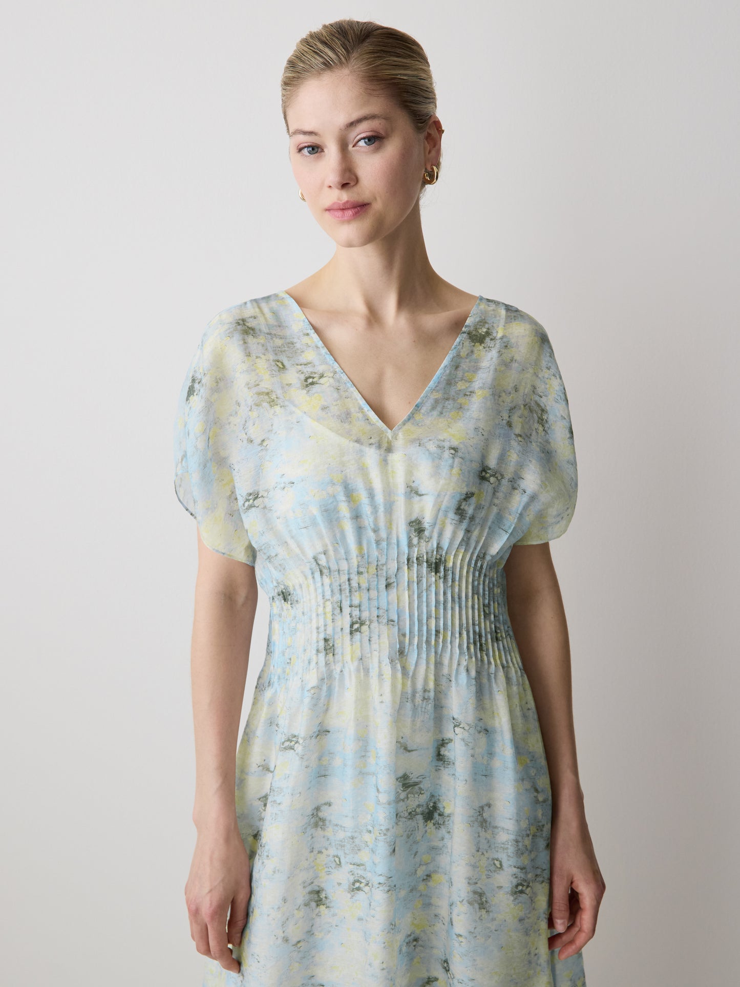 Woven Dress with Lyocell Flutter Sleeves