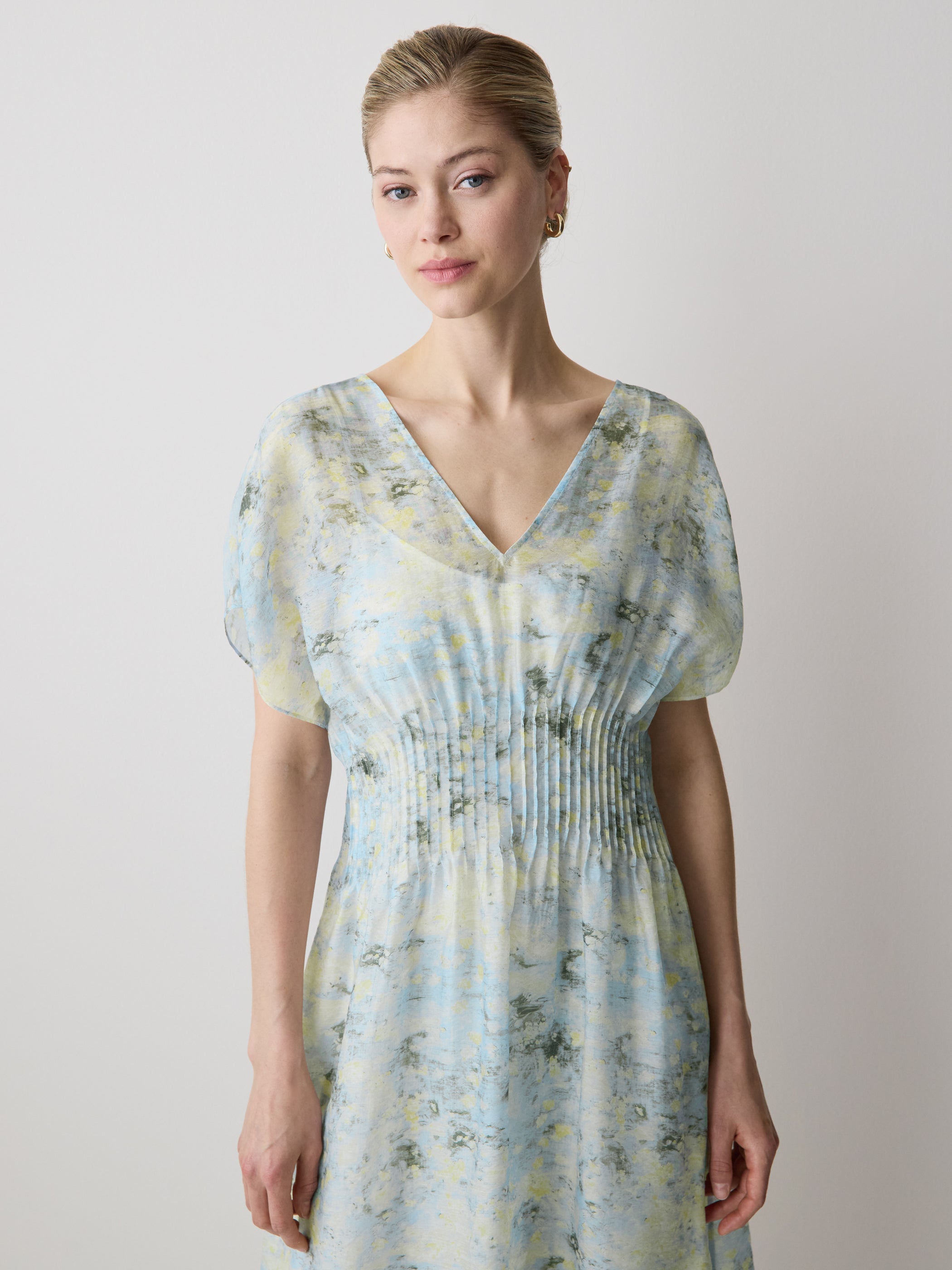 Woven Dress with Lyocell Flutter Sleeves