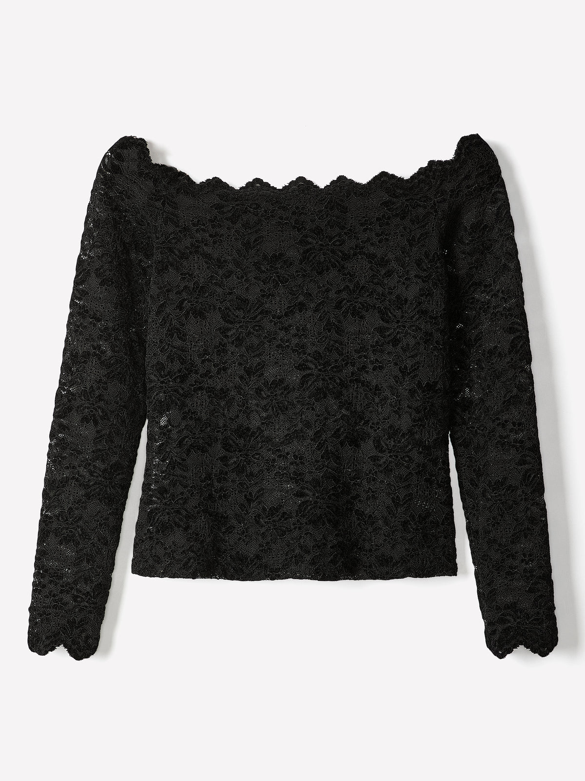 Off-the-Shoulder Long-Sleeve Lace Top