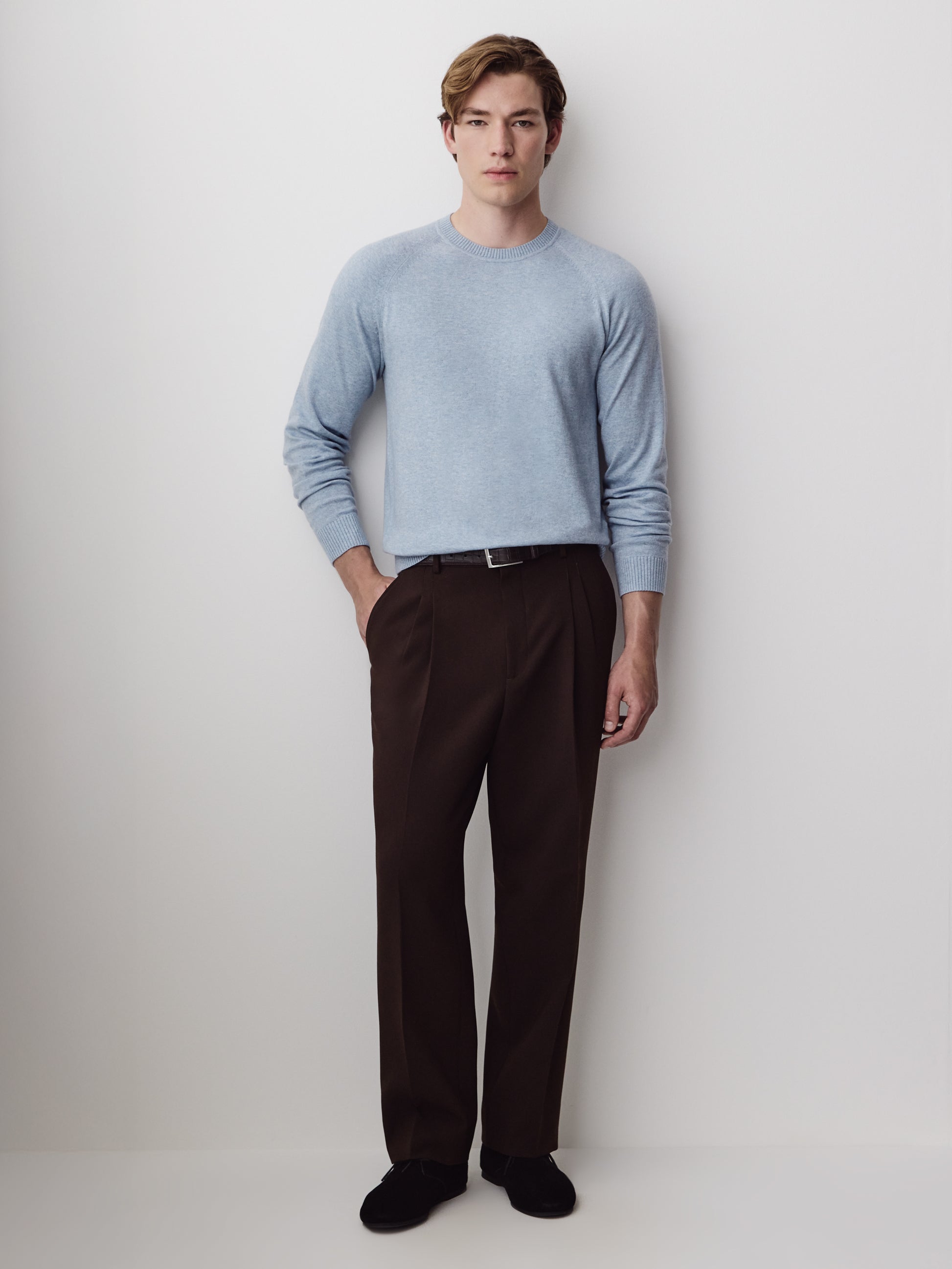 Men's Knit Crewneck Sweater Cotton Blend