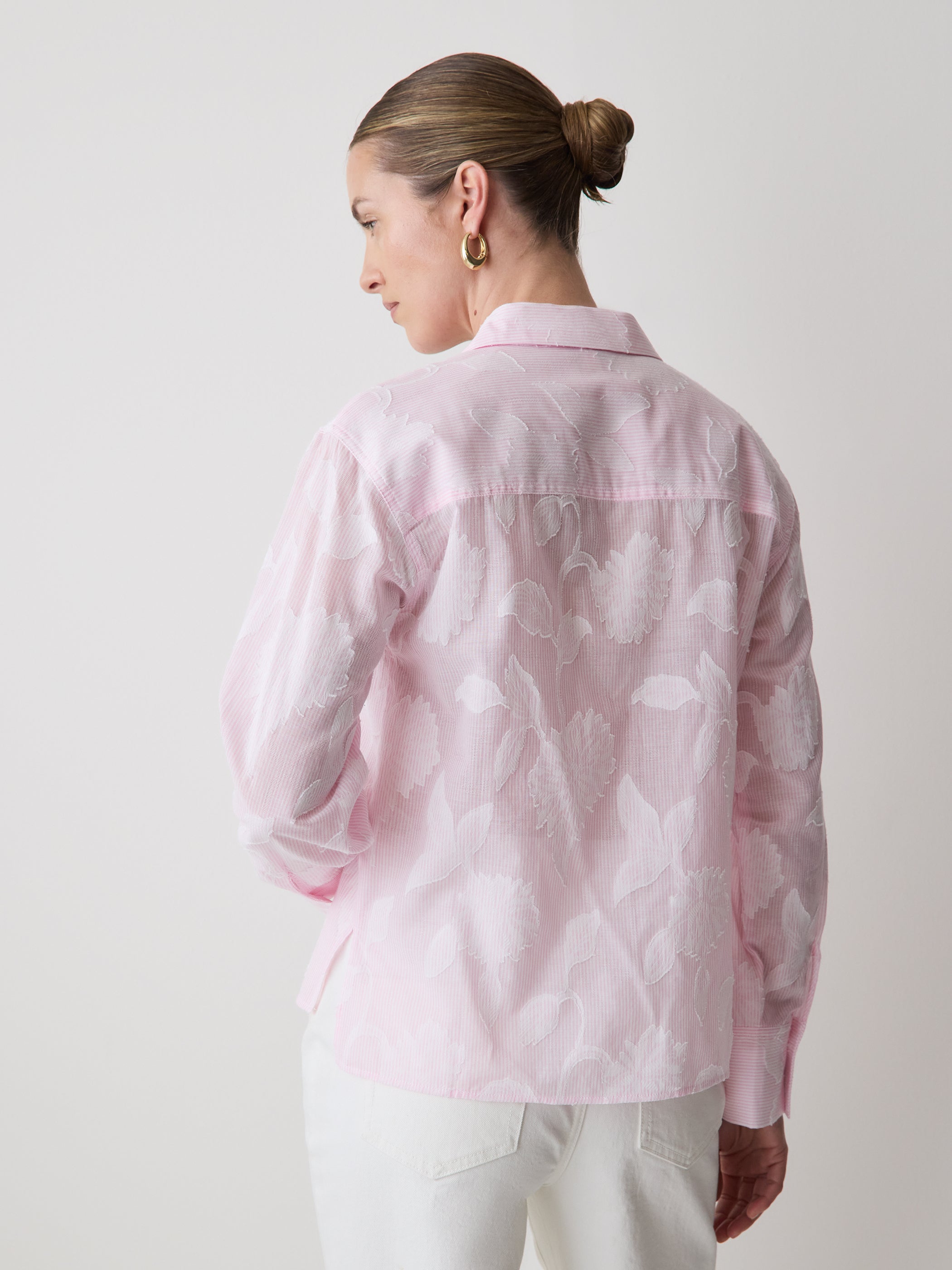 Blouse Boutonnée Texturée à Manches Longues