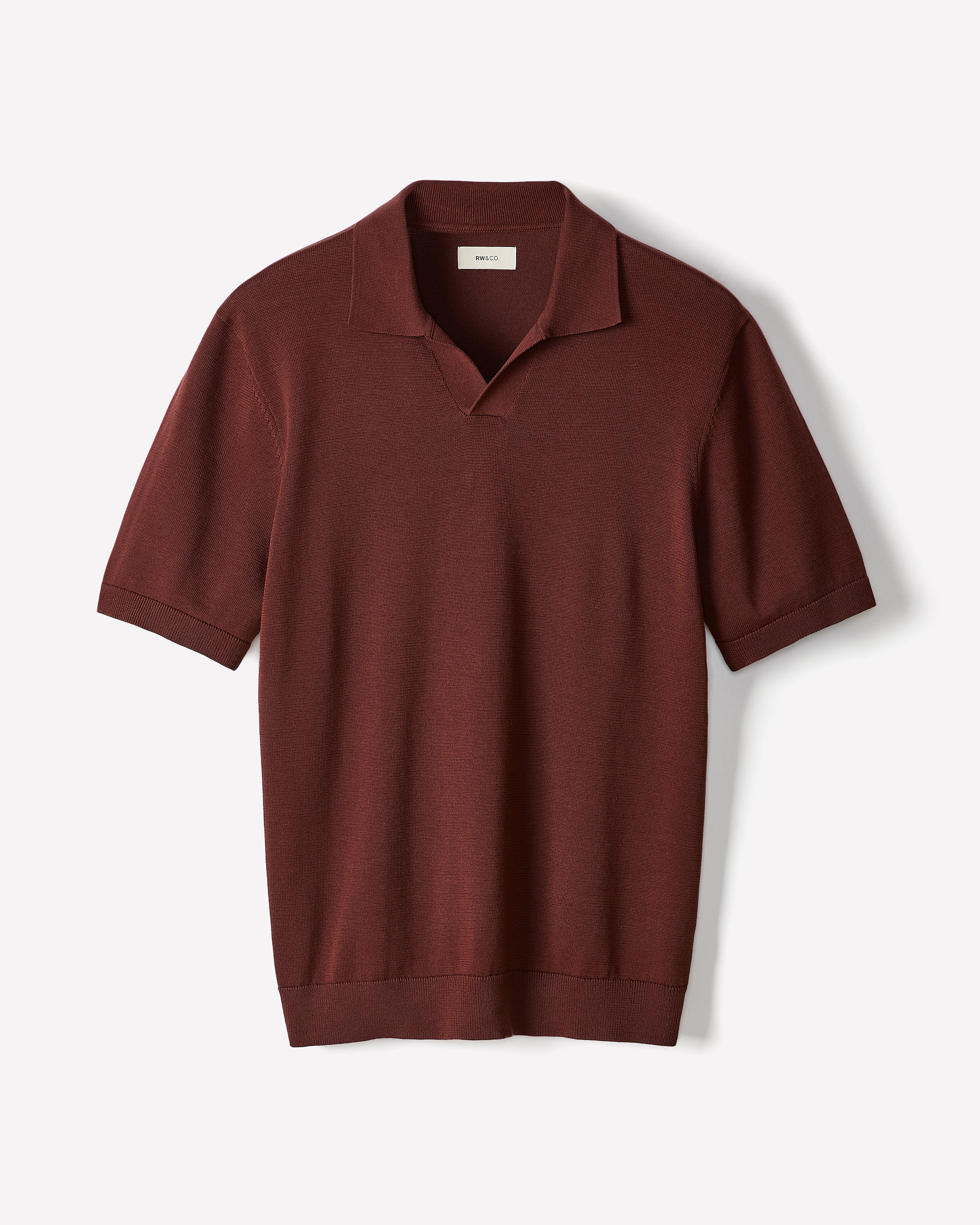 Cotton Short-Sleeve Polo with Johnny Collar