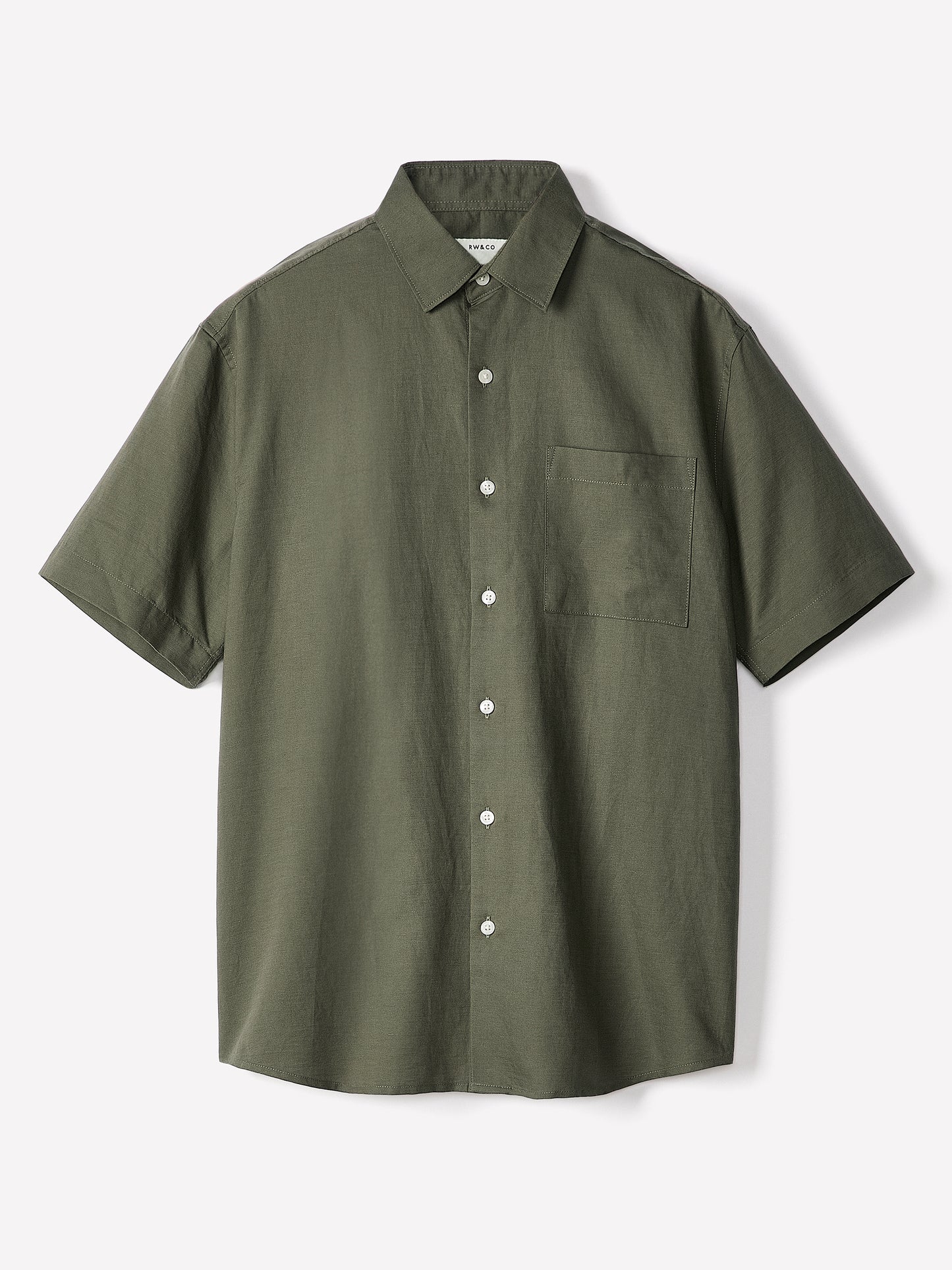 Mens Woven Linen Blend Shirt Regular Fit Short Sleeve