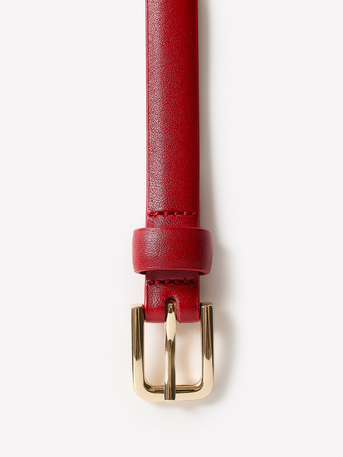 Slim Leather Belt with Square Buckle