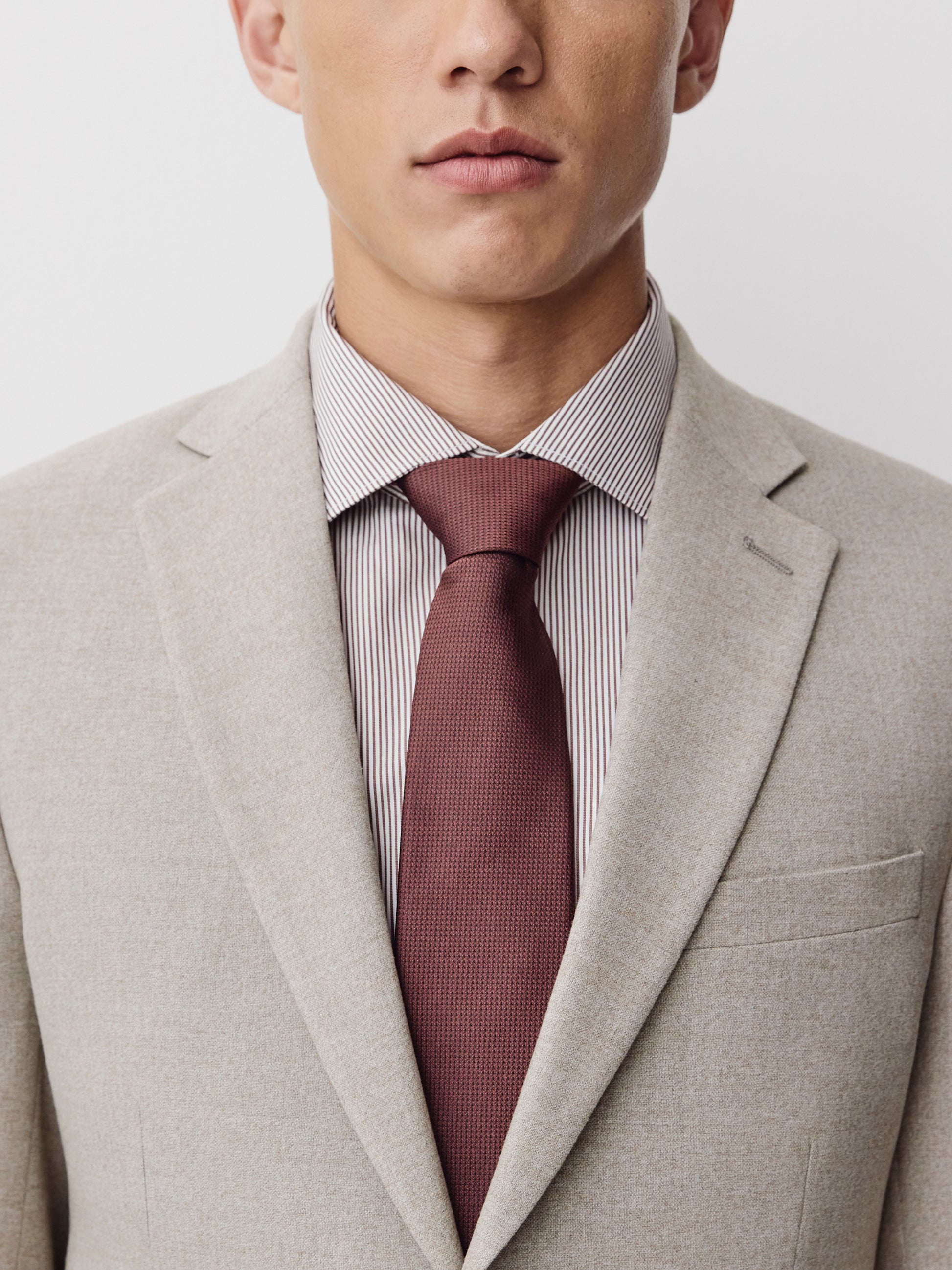Slim Fit Brushed Oat Woven Blazer
