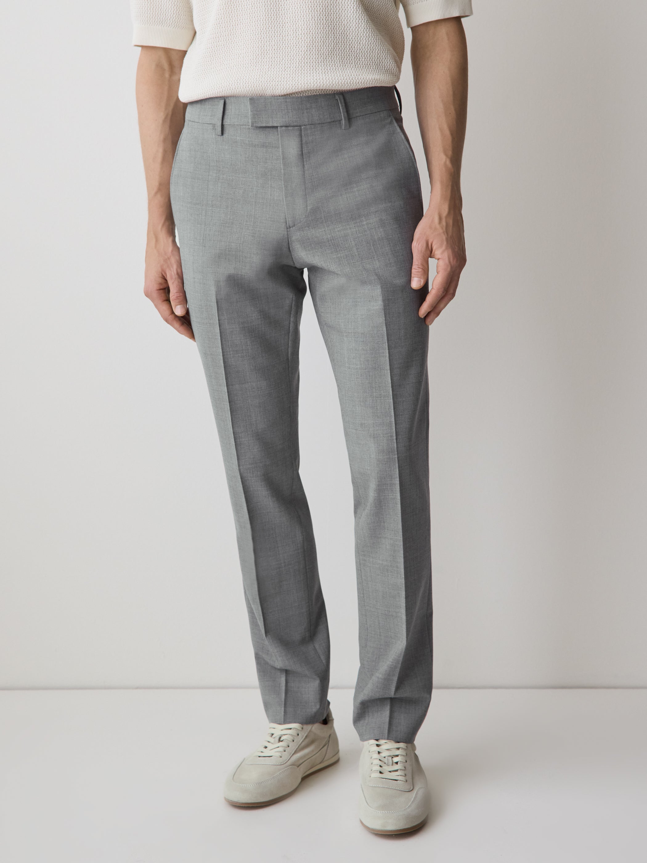 Slim Fit Wool Blend Mens Woven Pant