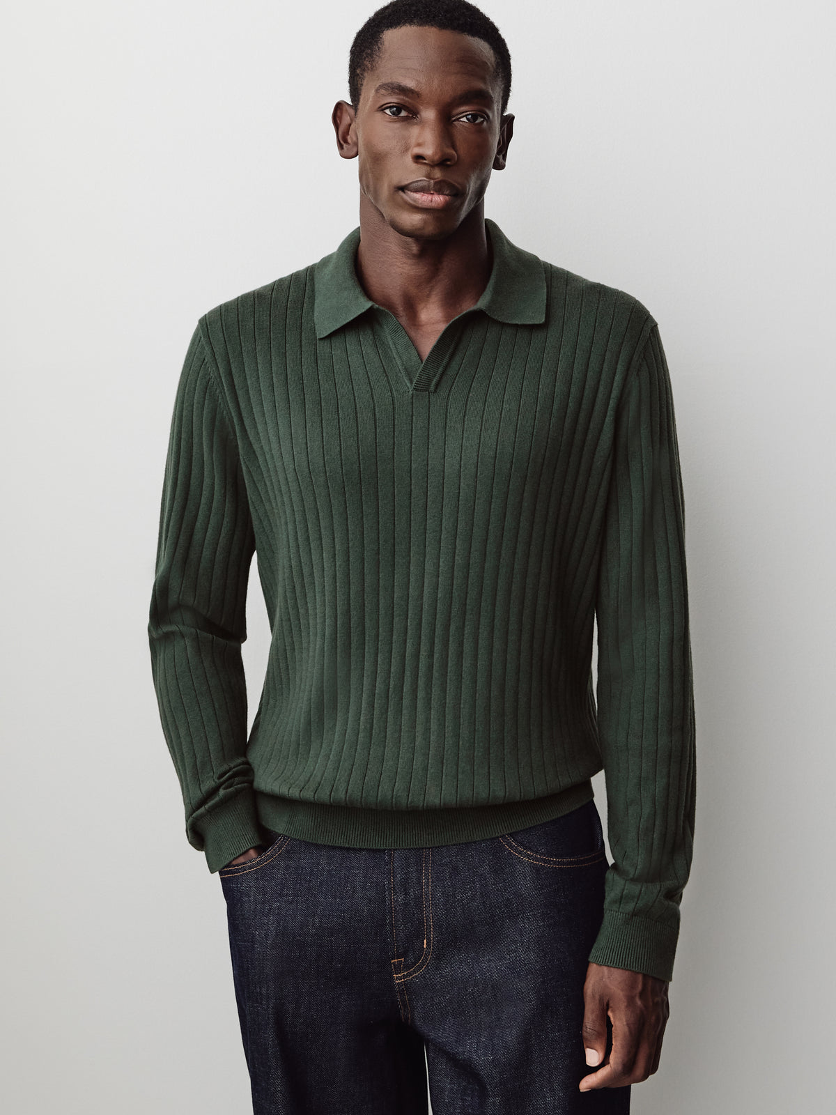 Long-Sleeve Sweater with Johnny Collar