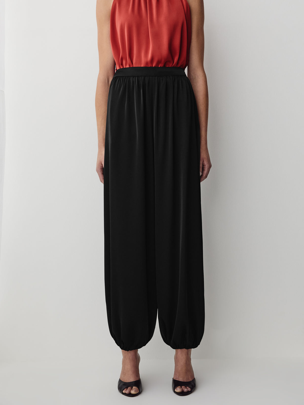 Satin High-Rise Balloon-Leg Pant