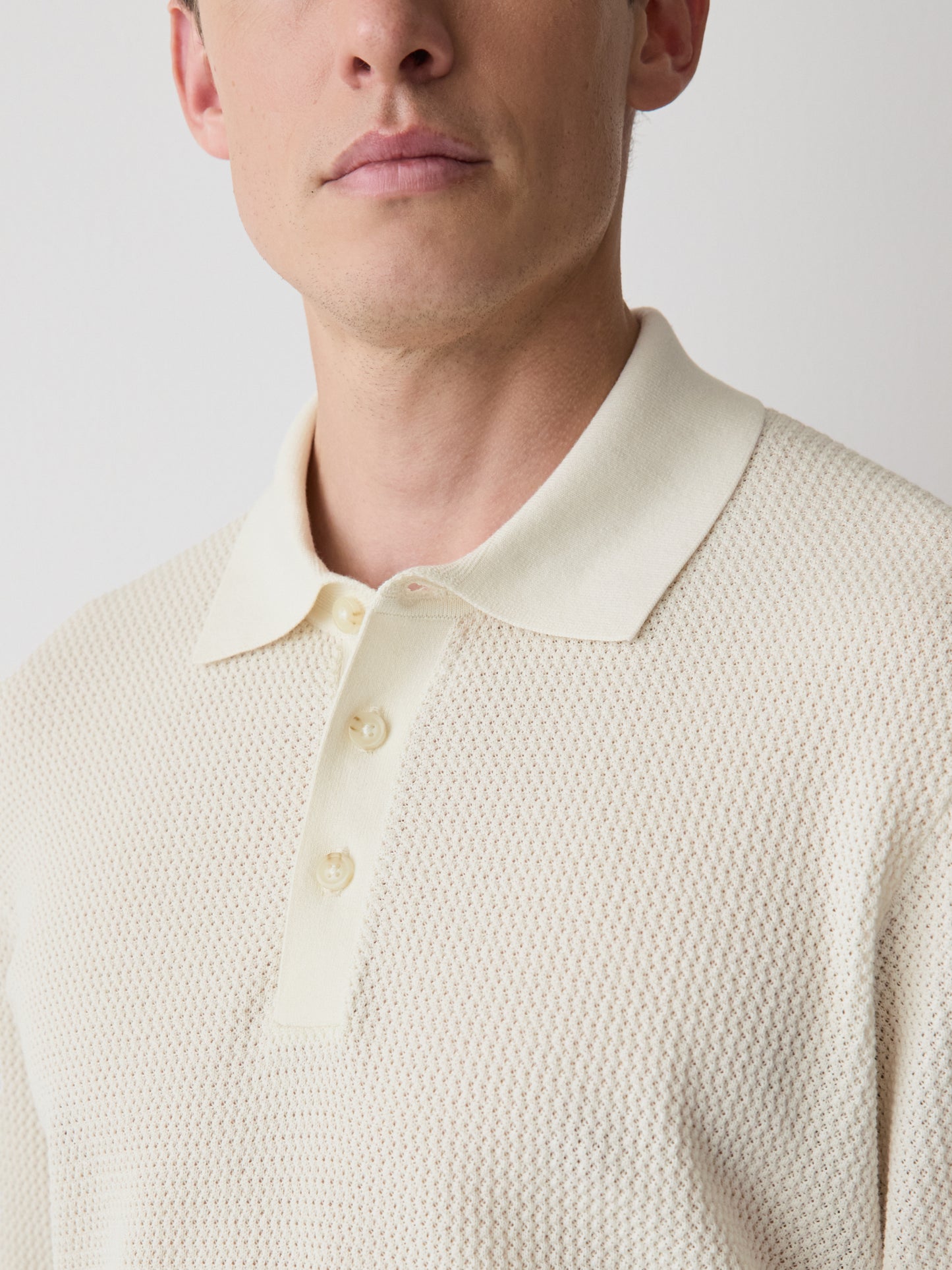 Textured Short-Sleeve Polo Sweater