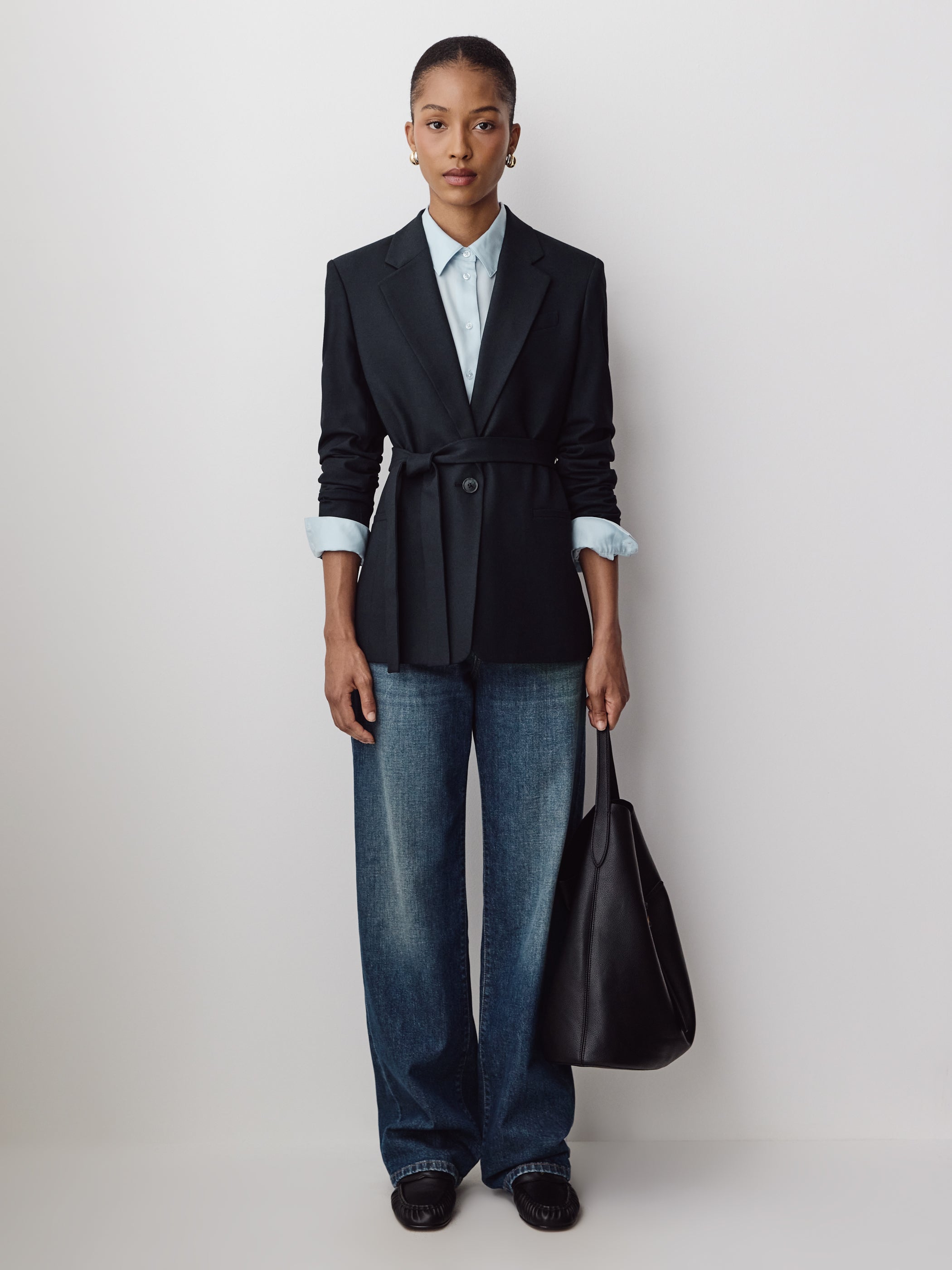 Relaxed-Fit One-Button Blazer with Removable Sash