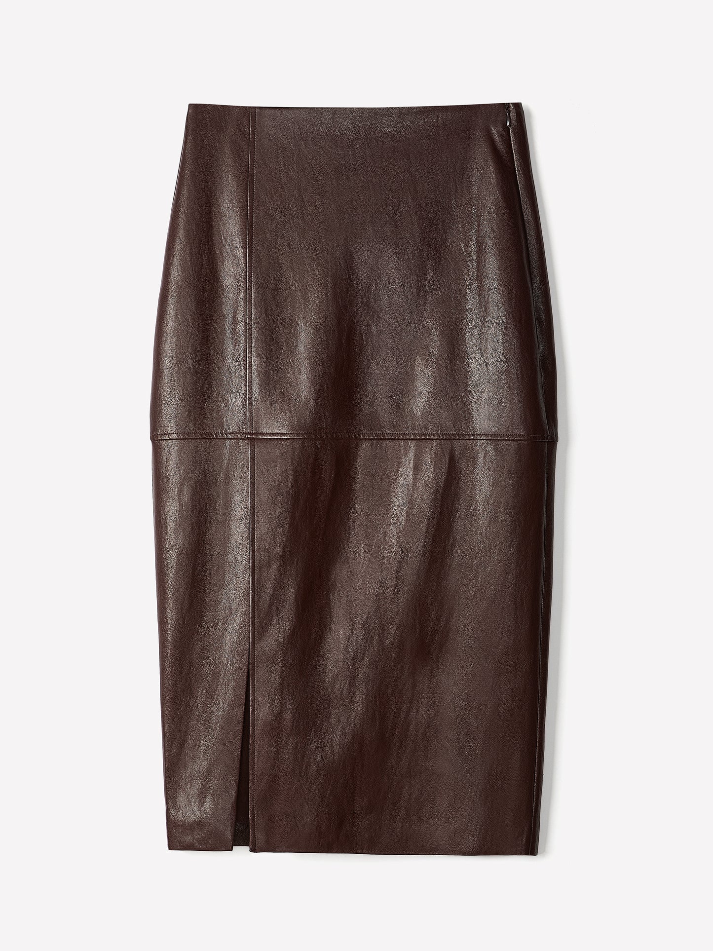 Woven High Rise Stretch PU Coated Skirt