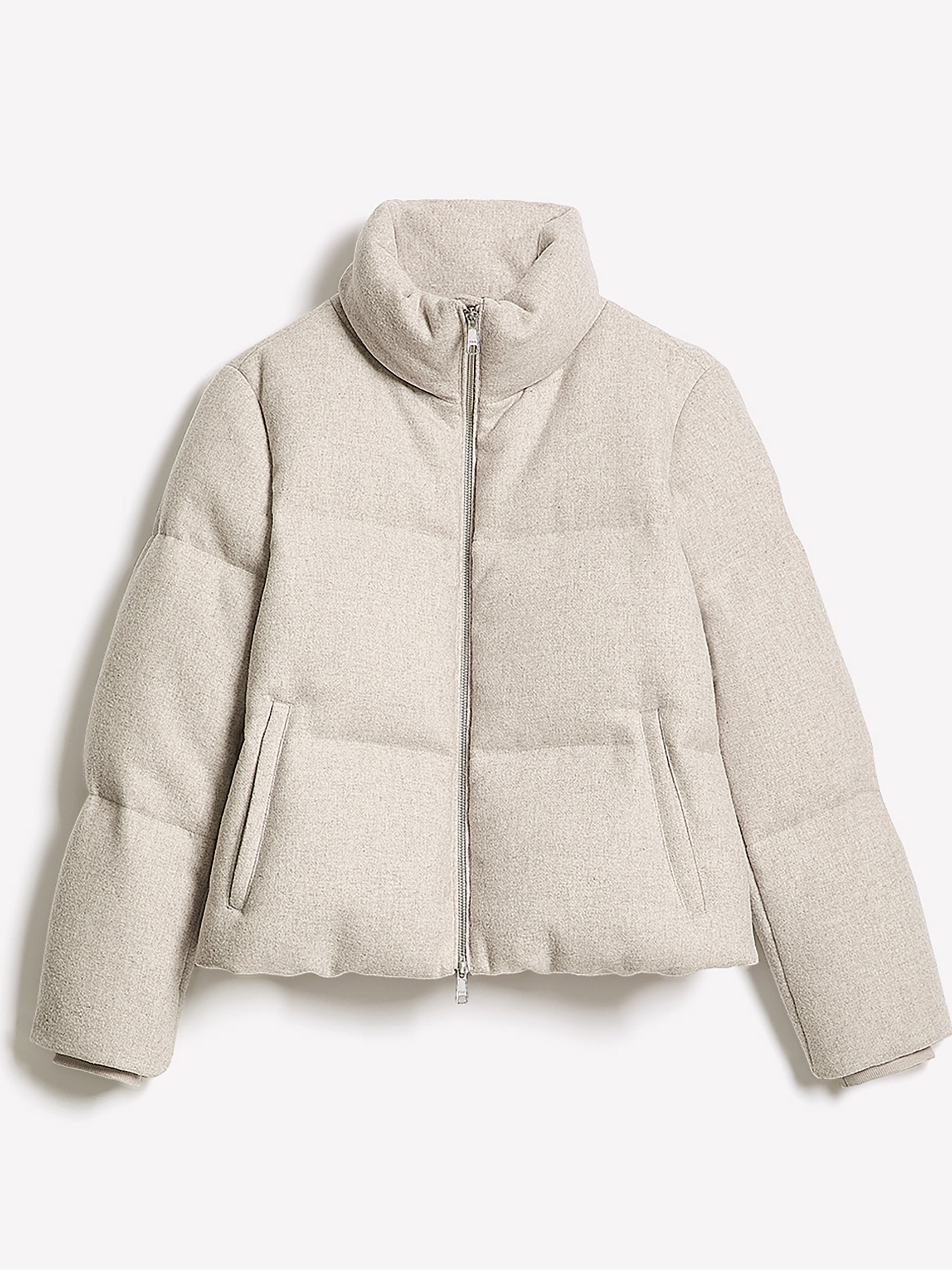 Manteau Court Bouffant en Mélange de Laine