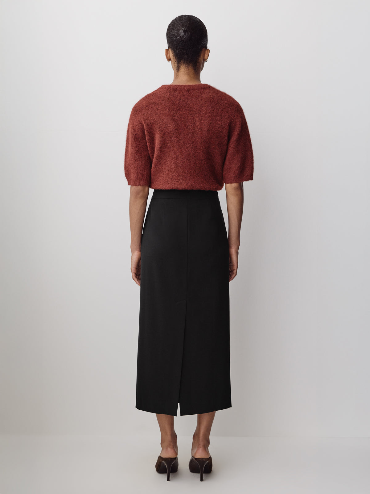 Woven Mid Rise Maxi Pencil Skirt