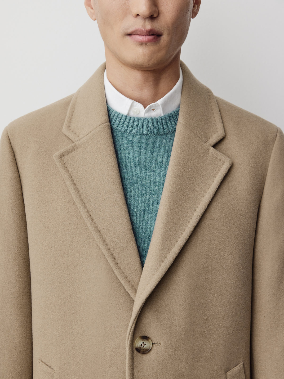 Wool Blend Classic Topcoat for Men