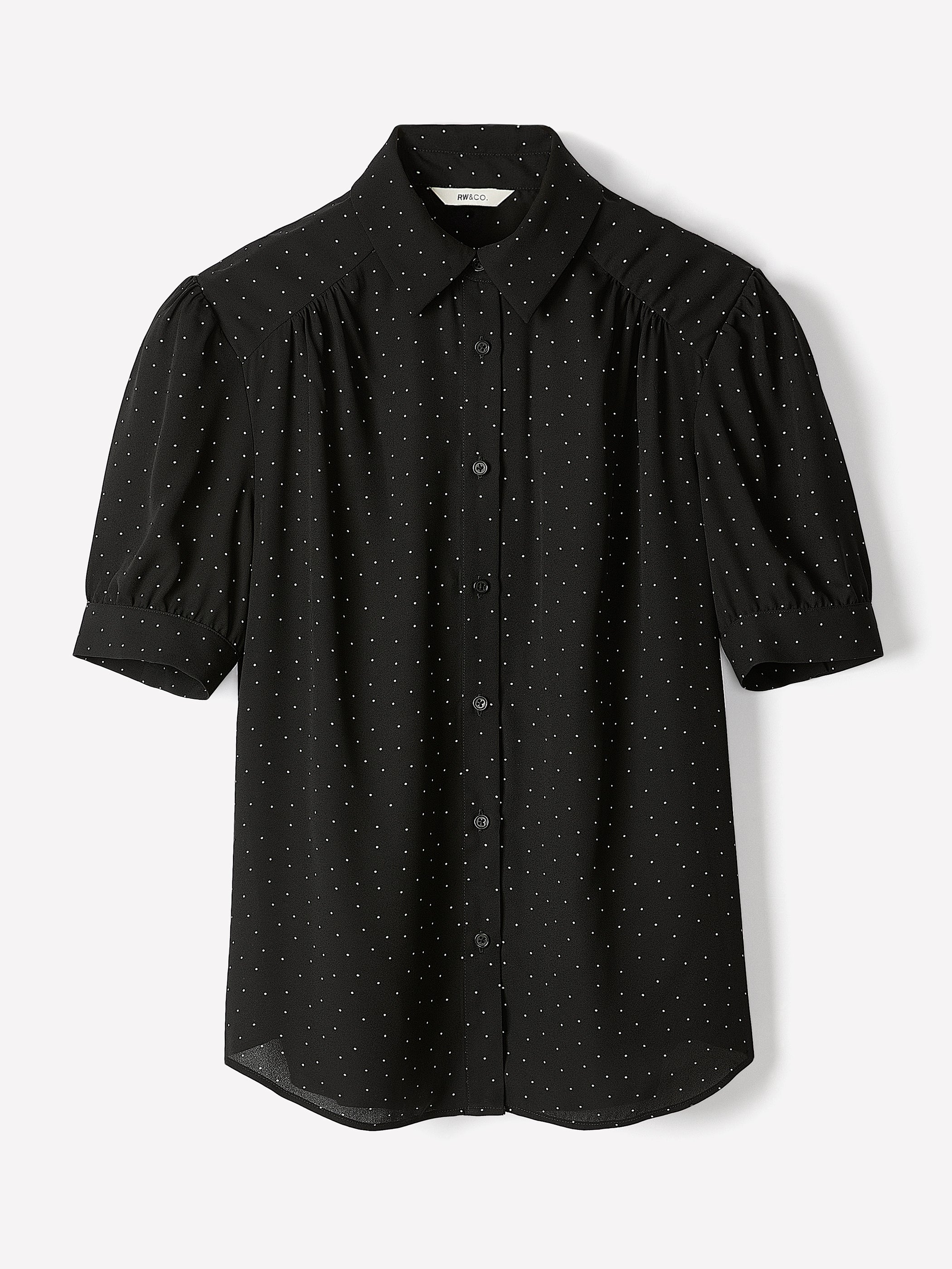 Blouse Boutonnée en Crêpe Soyeux à Manches Courtes