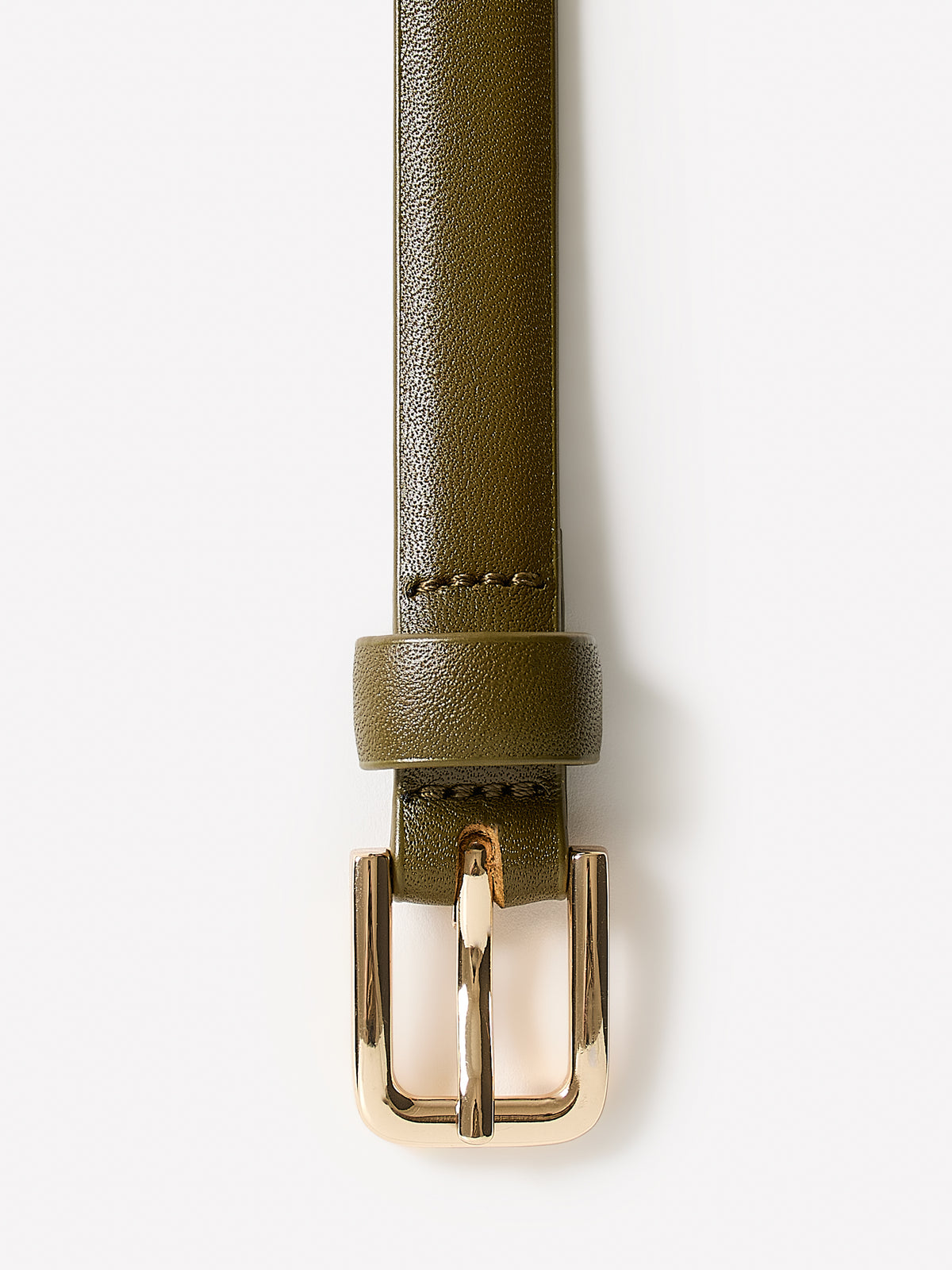 Slim Leather Belt with Square Buckle