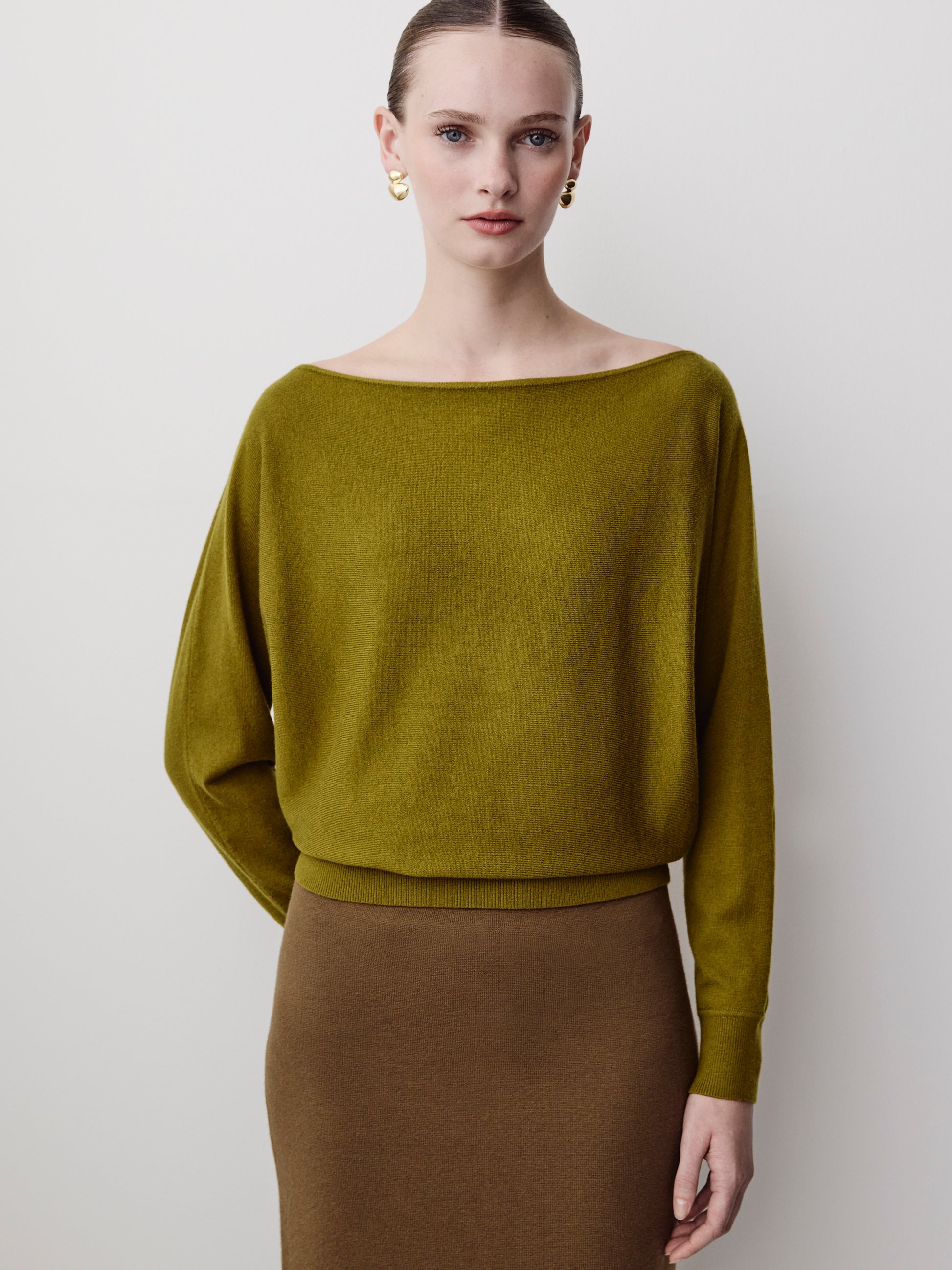 Off Shoulder Knit Sweater 100% Merino Wool