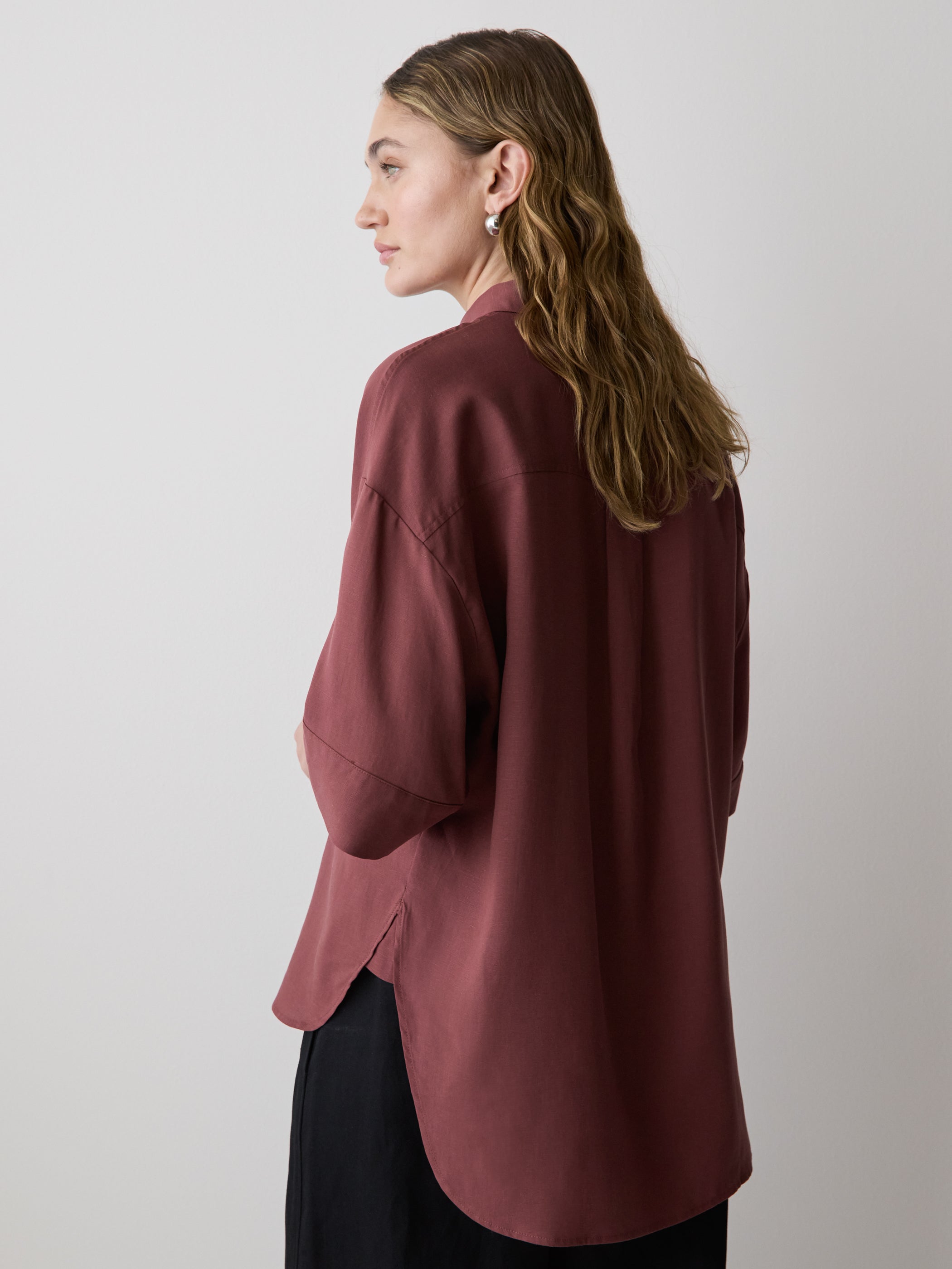 Short-Sleeve Blouse with Shirt Collar