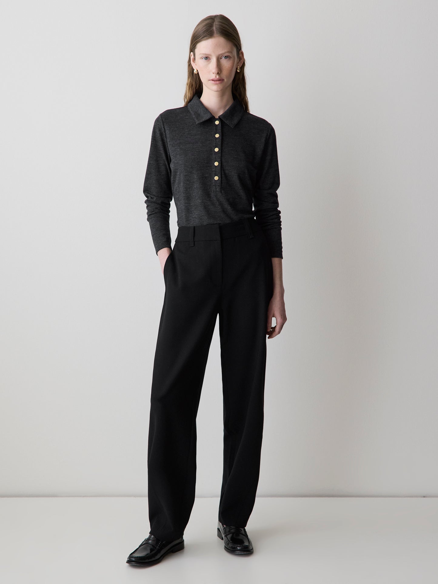 Polo Ajusté à Manches Longues