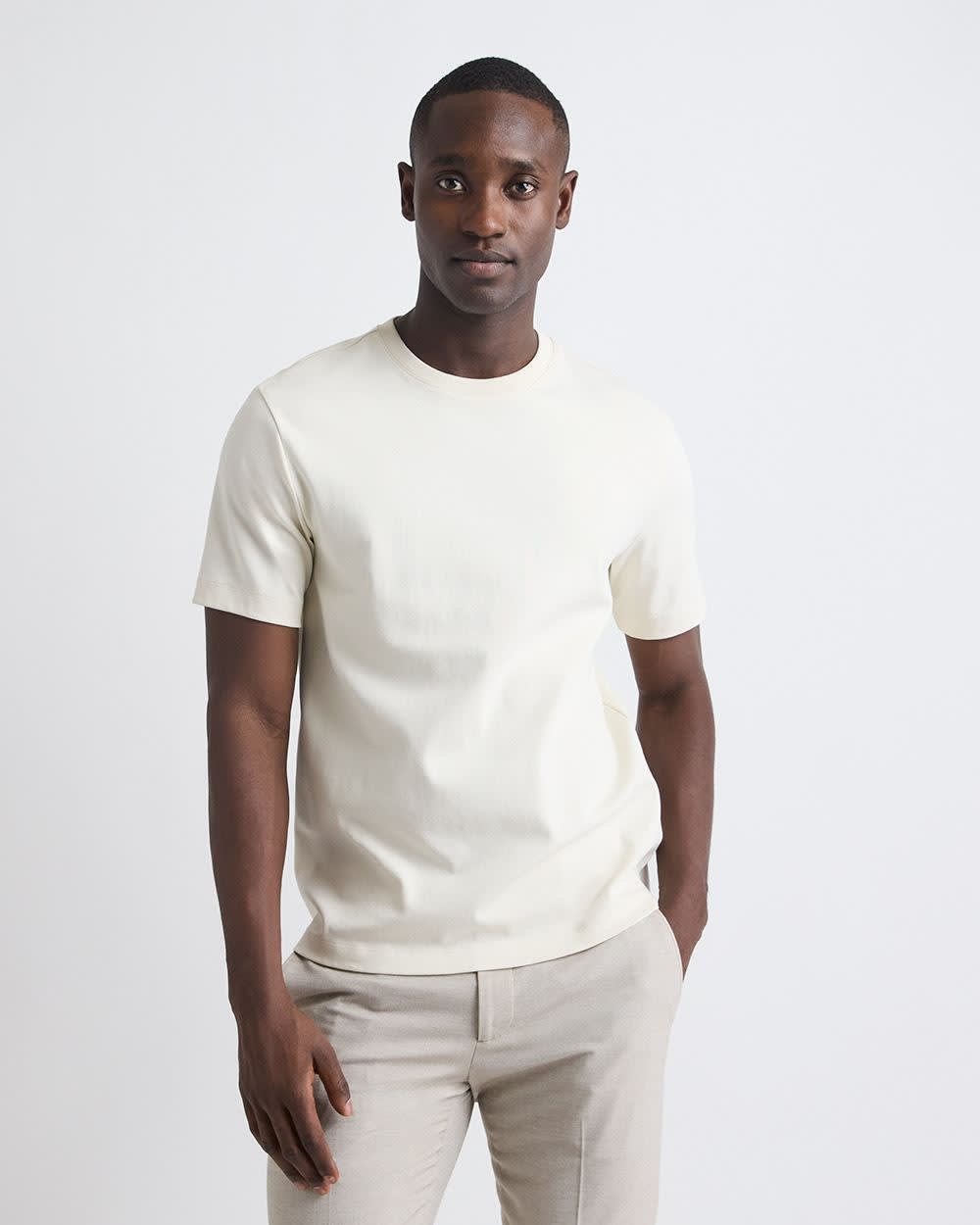 Refined Solid Interlock Cotton Crew-Neck Tee