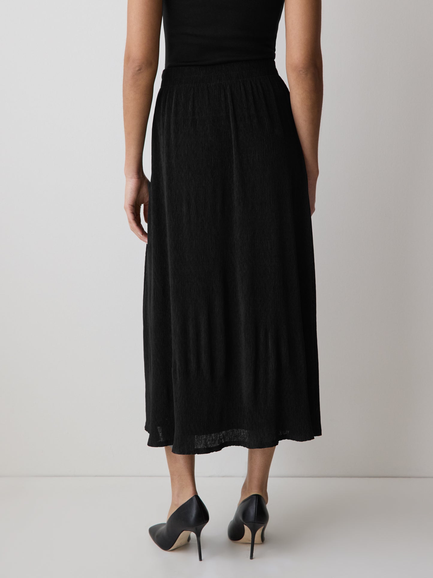 High-Rise Flare Midi Skirt