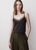 Merino-Wool V-Neck Cami with Lace Trim