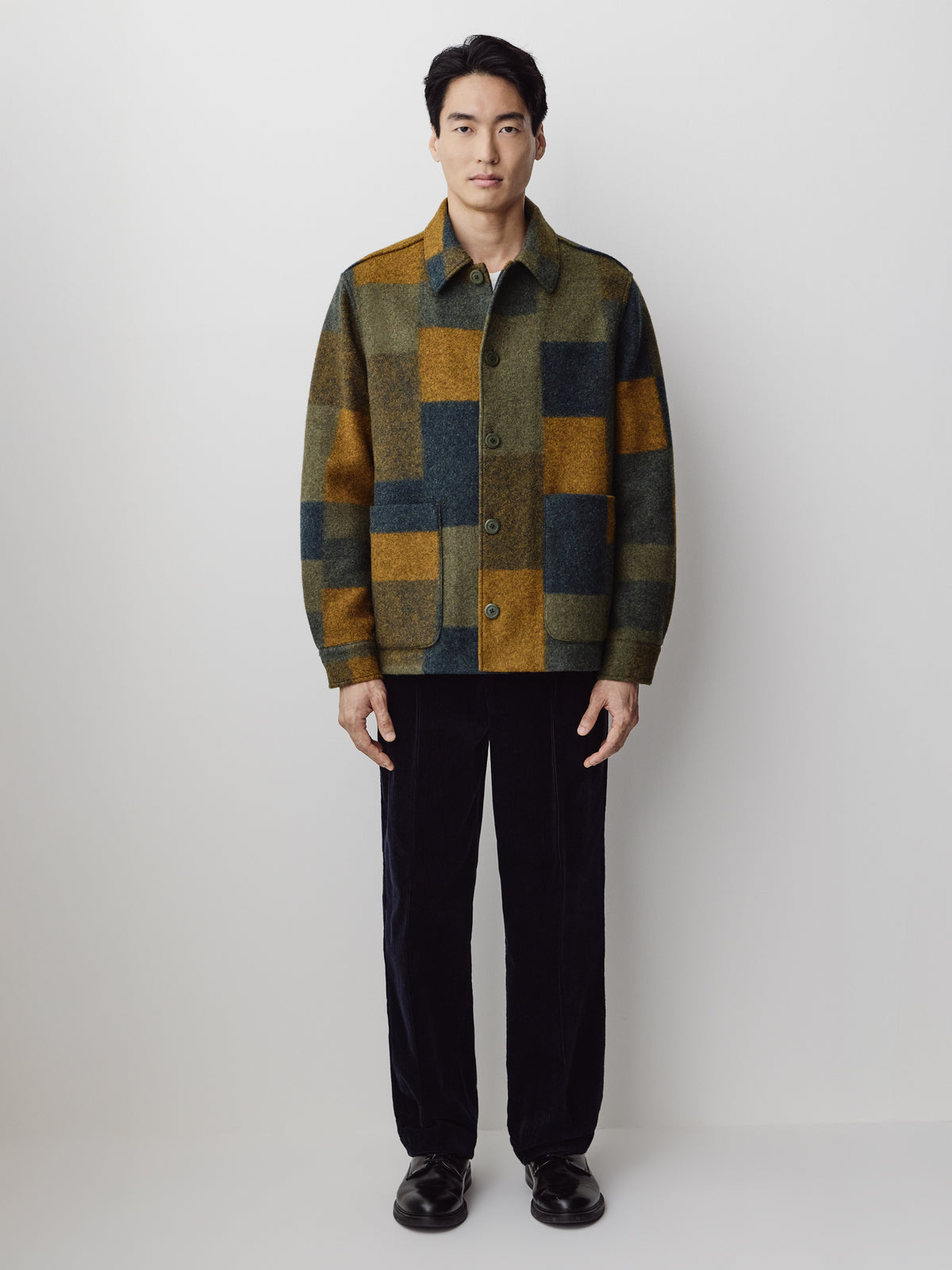 Men’s Wool Blend Knit Outerwear Jacket Plaid