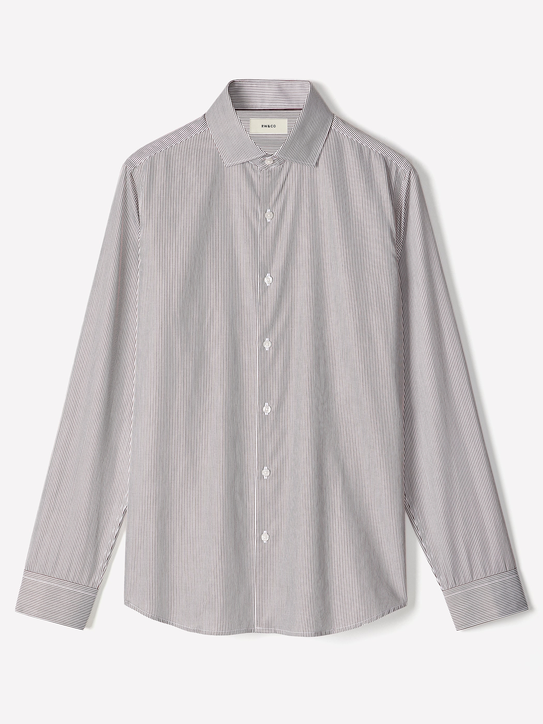 Slim Fit Cotton Woven Shirt Rust Stripe