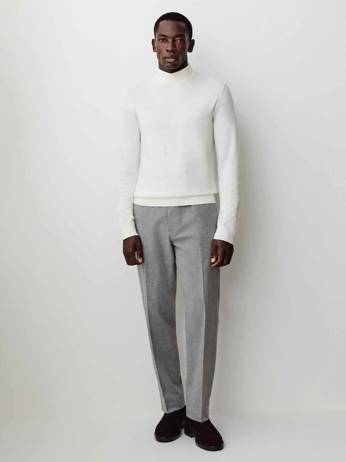 Long Sleeve Mock Neck Pullover Sweater Cotton Blend