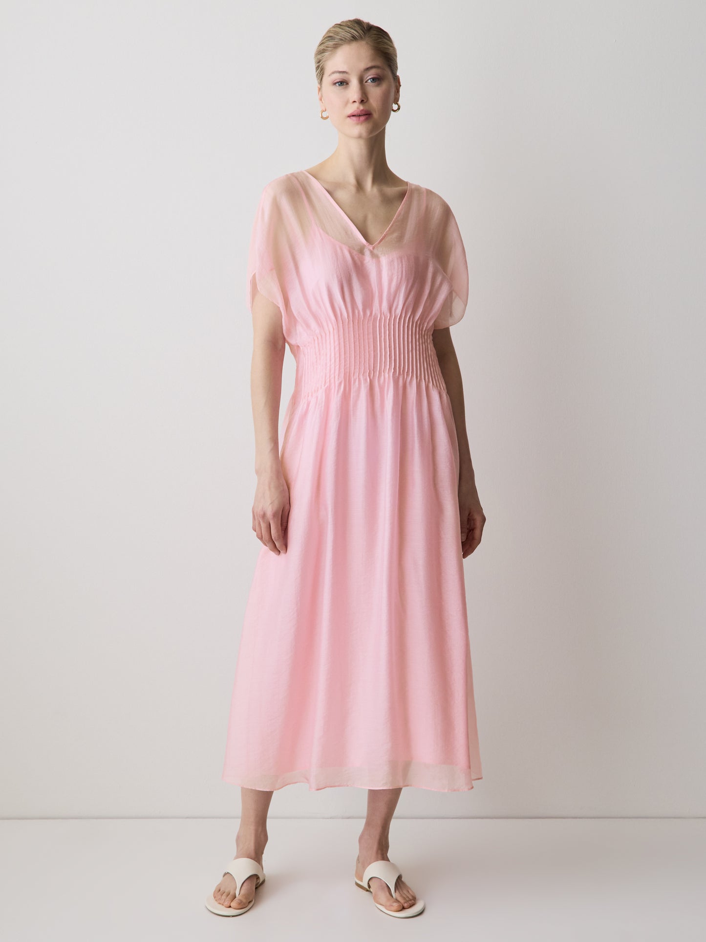Woven Dress with Lyocell Flutter Sleeves