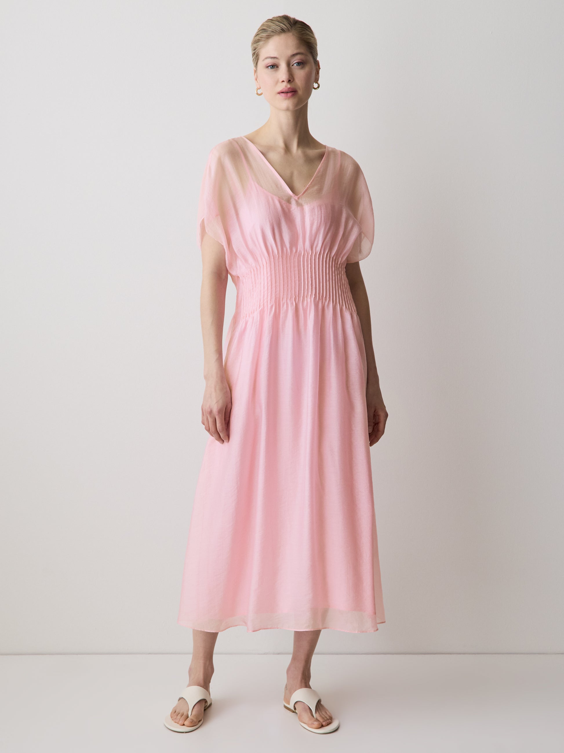 Woven Dress with Lyocell Flutter Sleeves