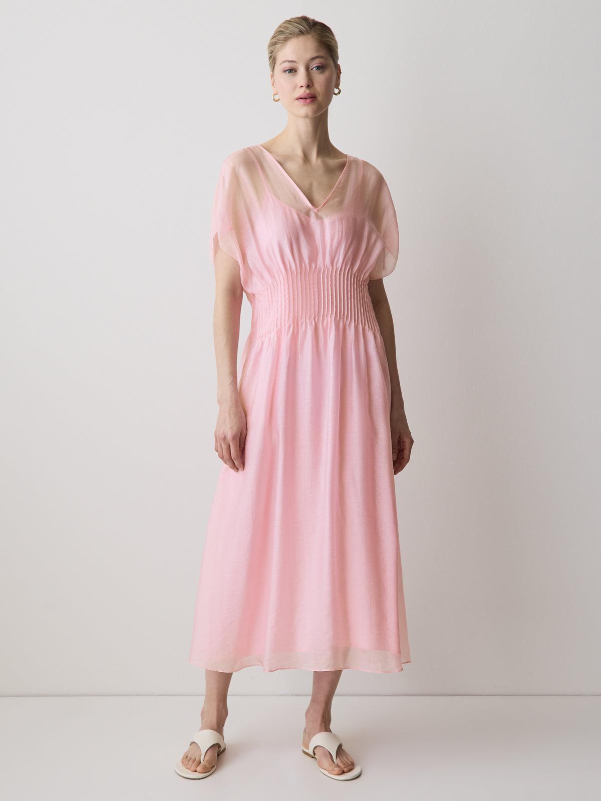 Woven Dress with Lyocell Flutter Sleeves