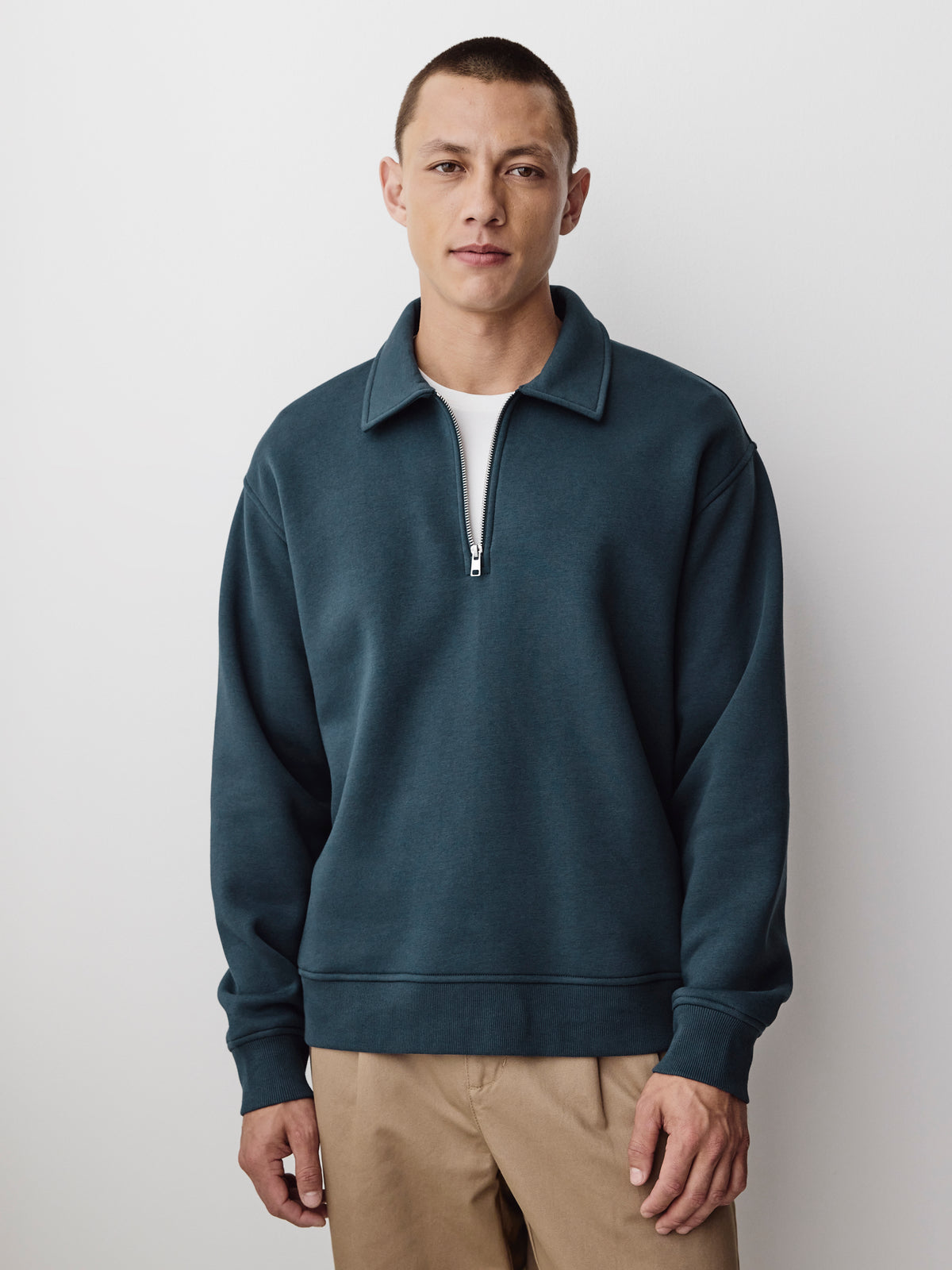 Long-Sleeve Half-Zip Polo Sweater