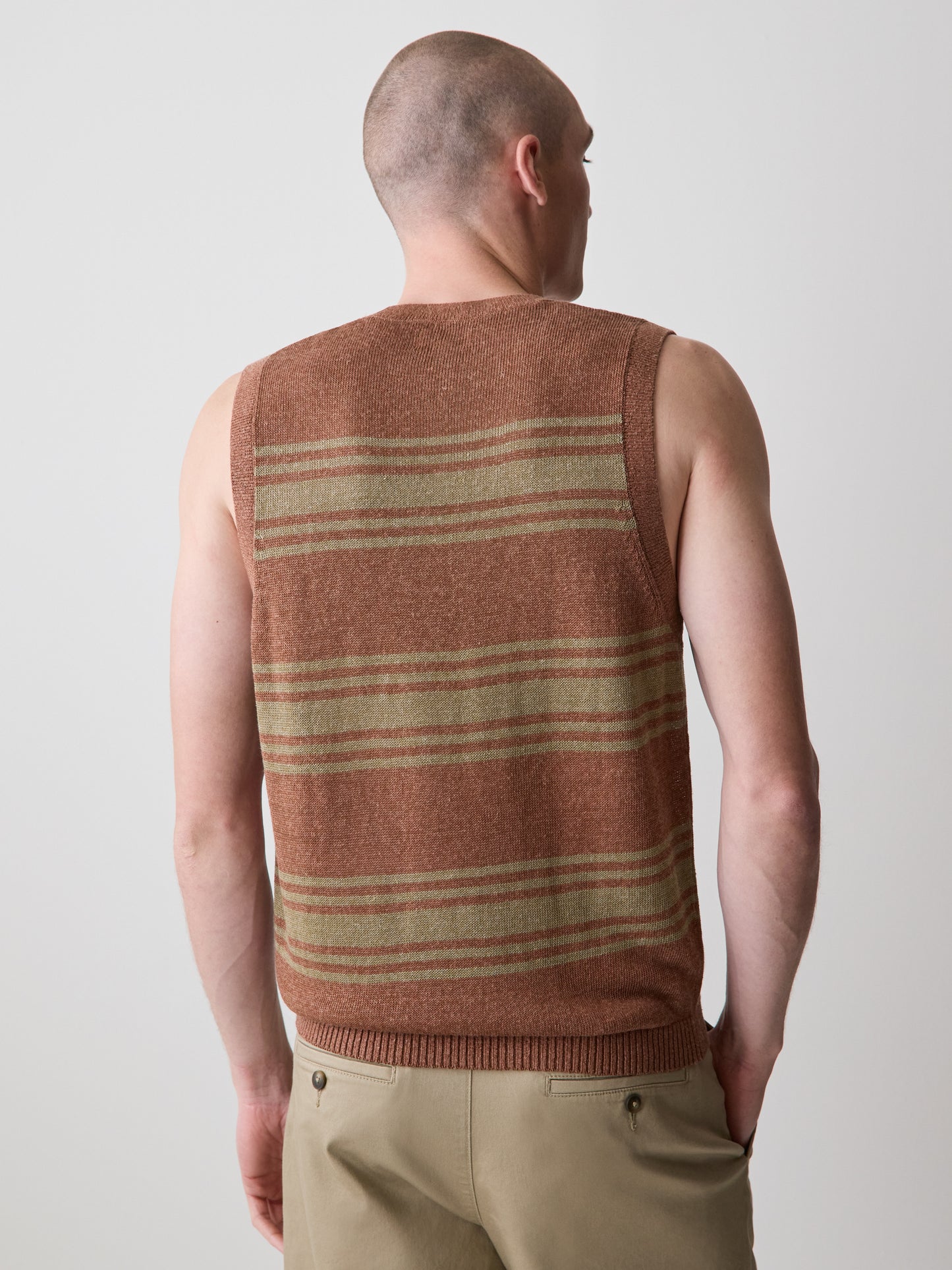 Linen-Blend Sleeveless Crew-Neck Sweater