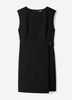 Woven Sleeveless Faux Wrap Dress with Twill Fabric