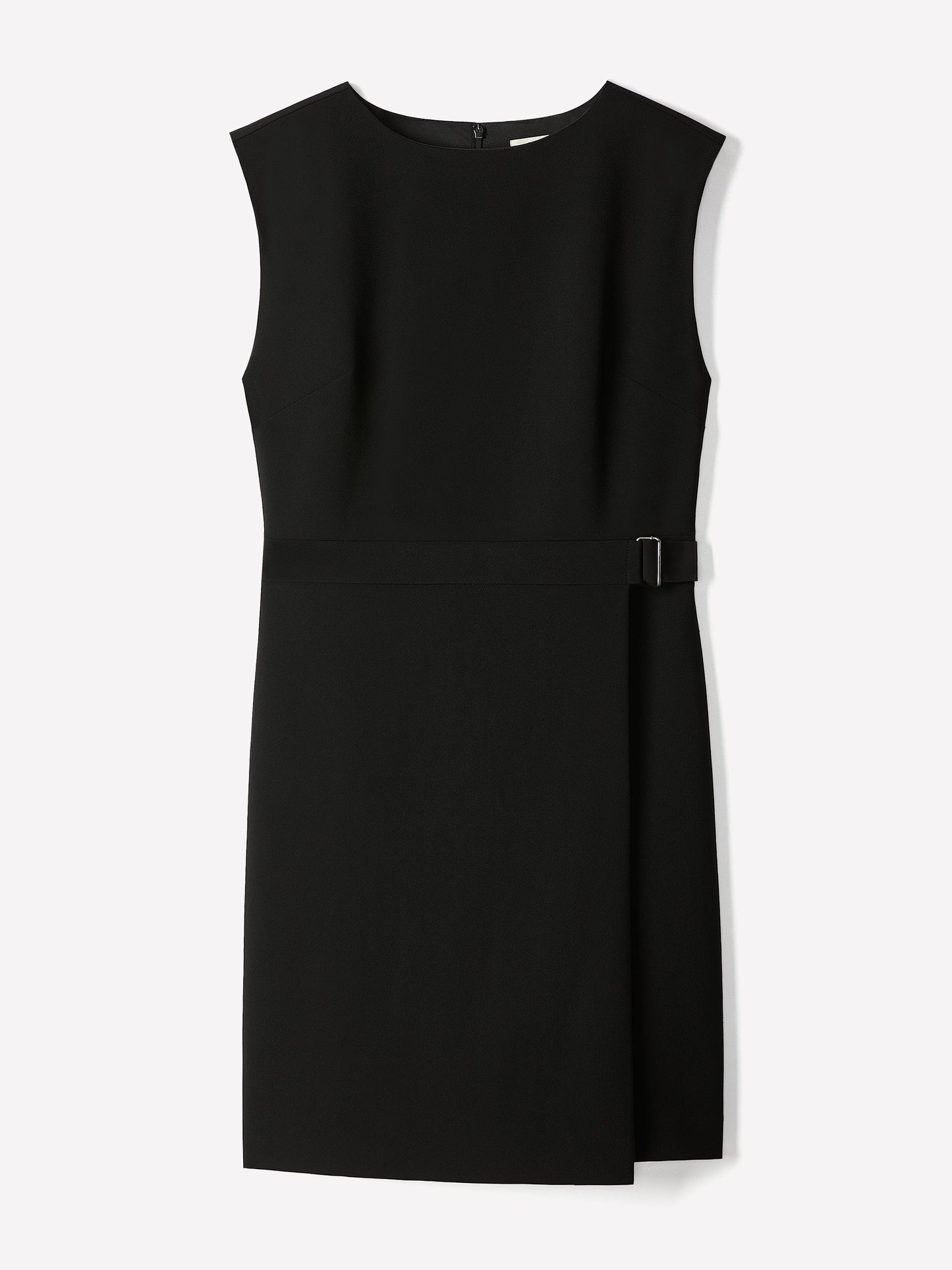 Woven Sleeveless Faux Wrap Dress with Twill Fabric