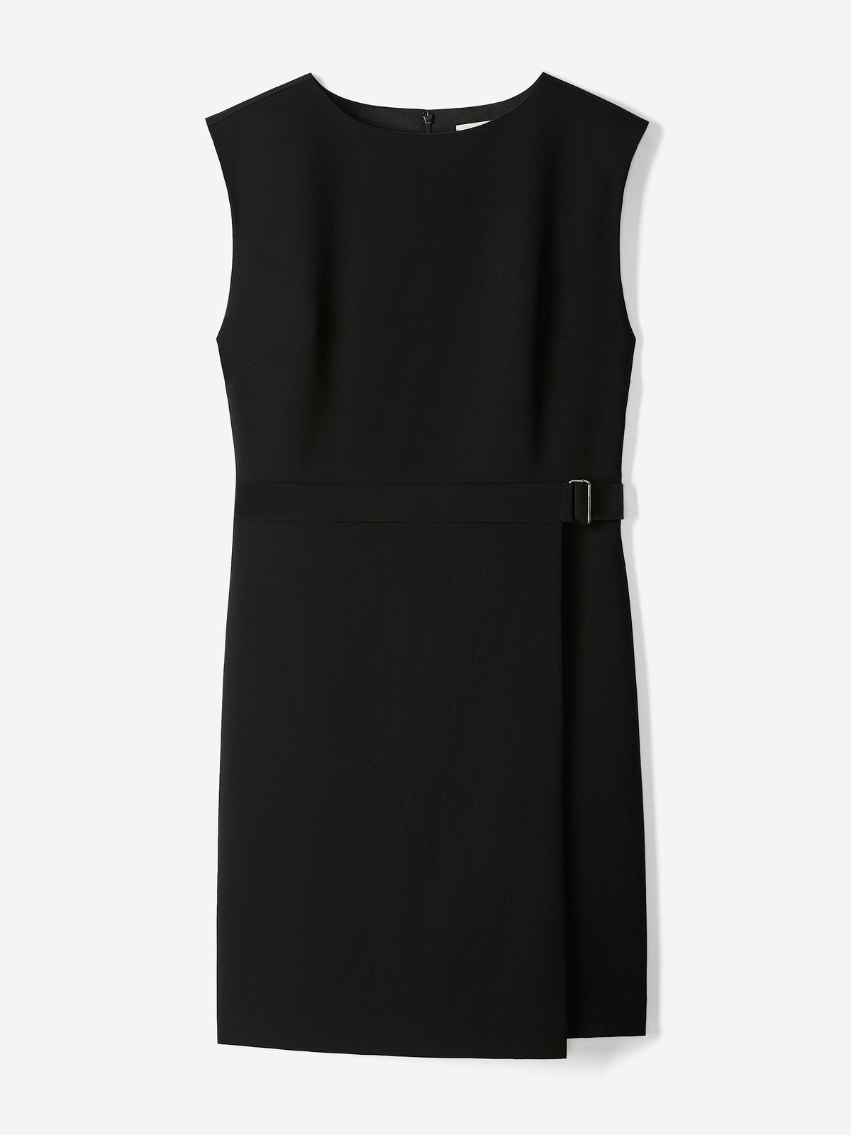 Woven Sleeveless Faux Wrap Dress with Twill Fabric