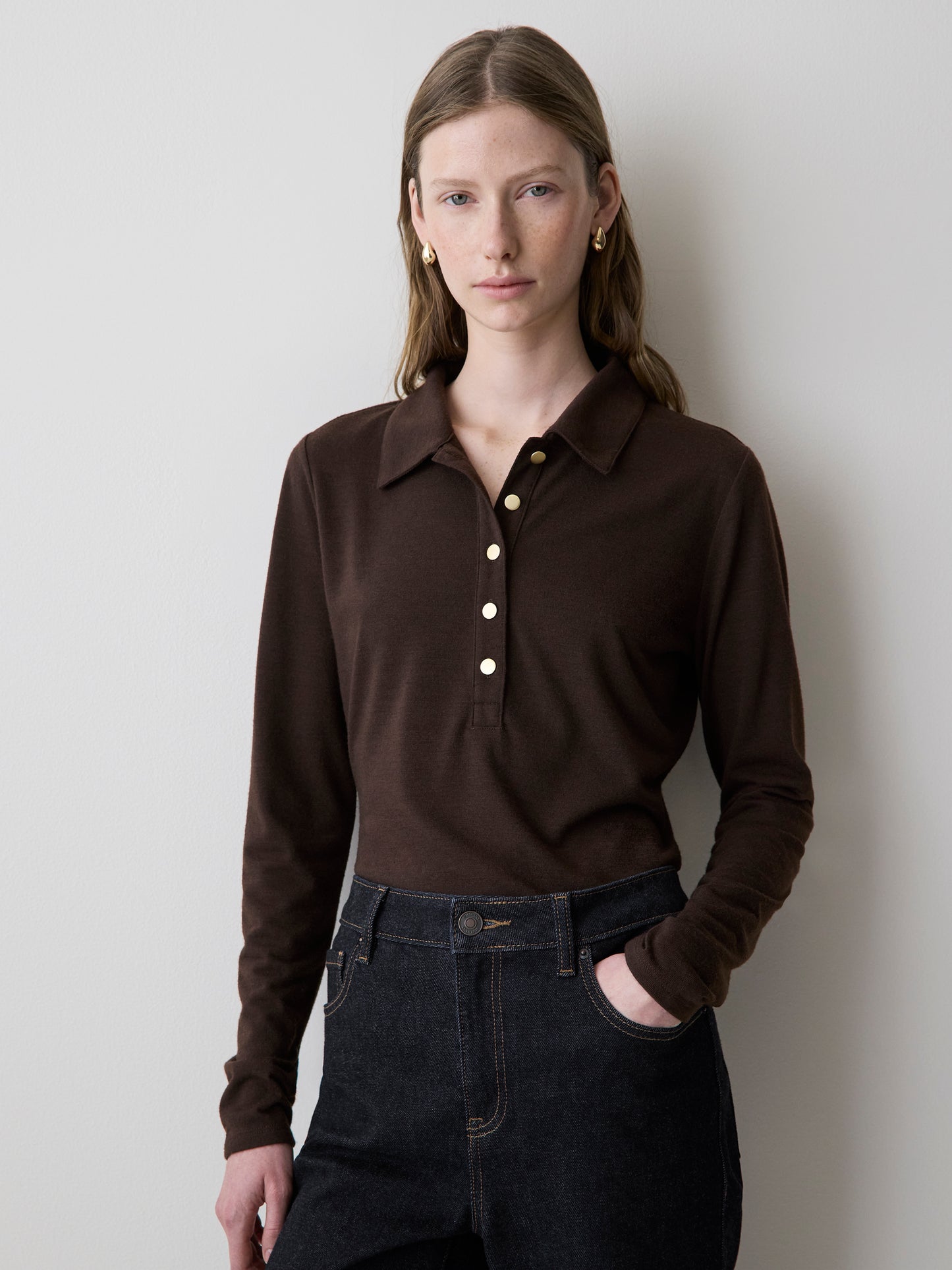 Polo Ajusté à Manches Longues