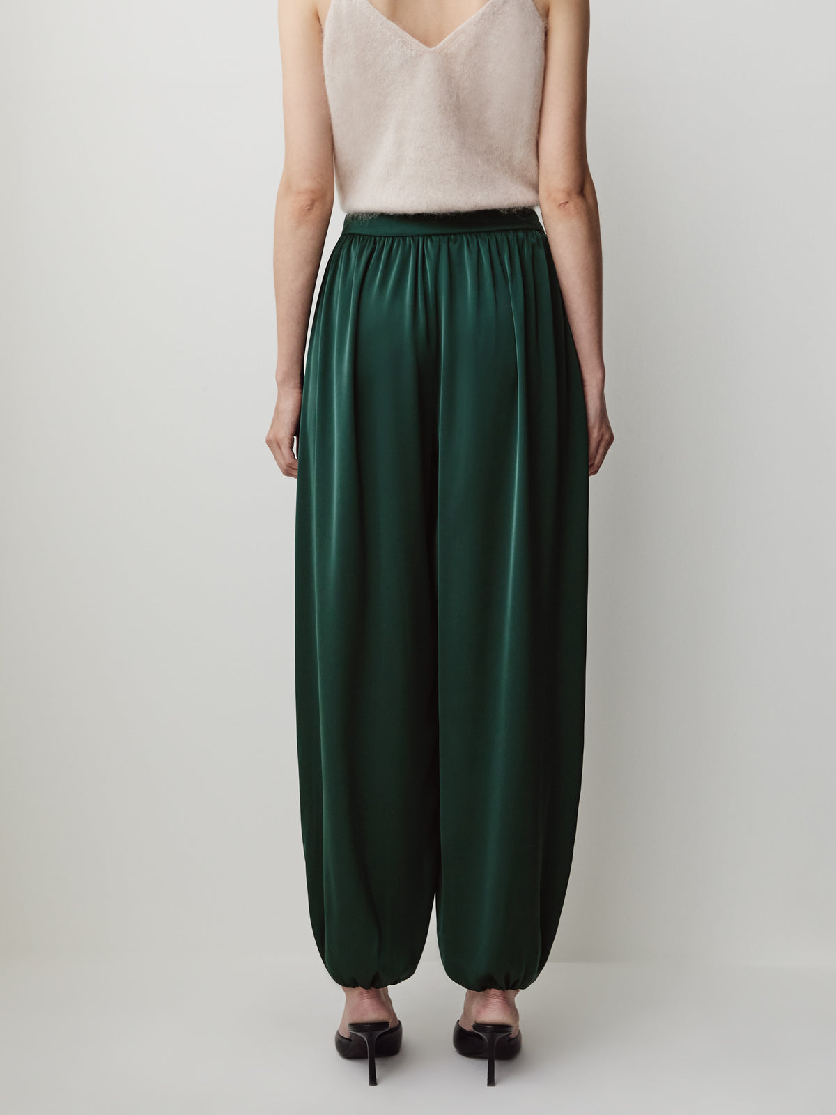 Satin High-Rise Balloon-Leg Pant