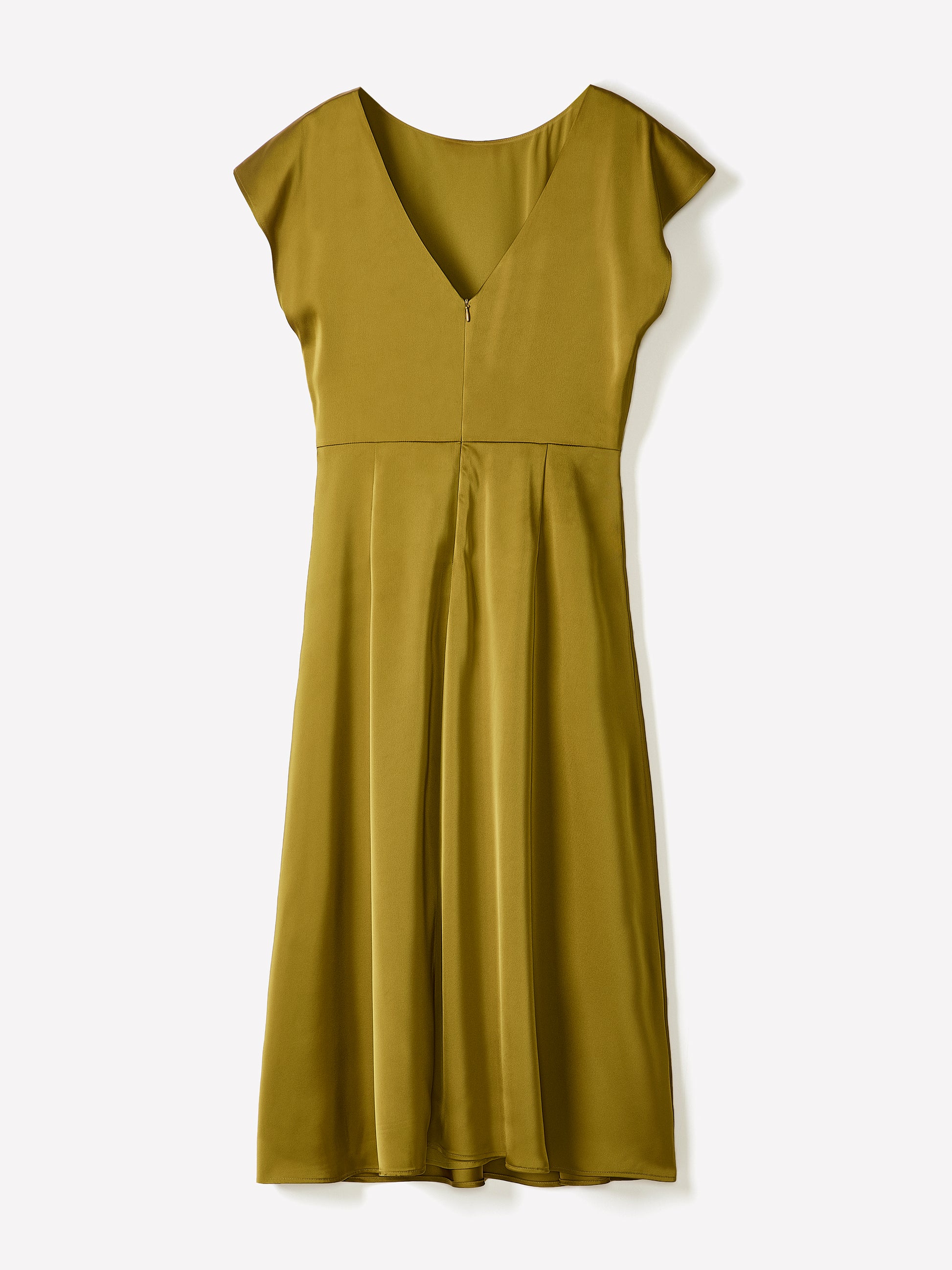 Short-Sleeve Cocktail Midi Dress with Draped Detail