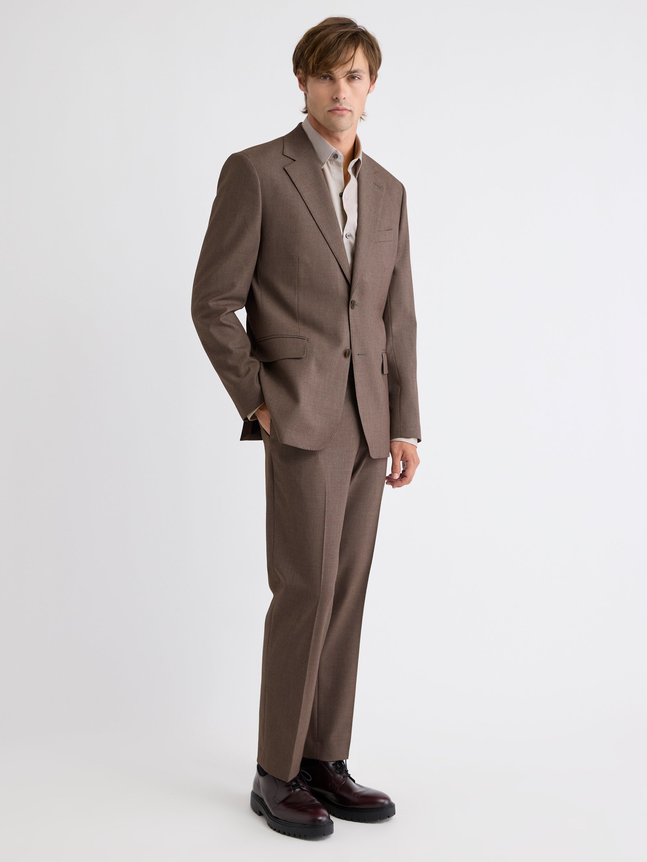 Tailored-Fit Taupe Suit Blazer