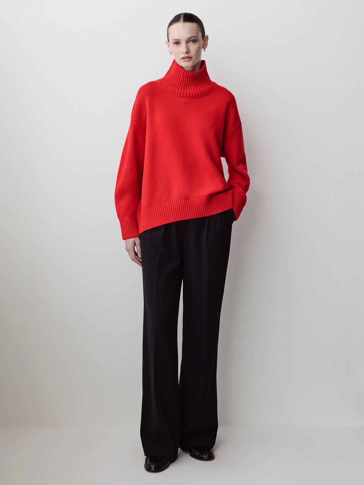 Long-Sleeve Mock-Neck Merino-Blend Sweater