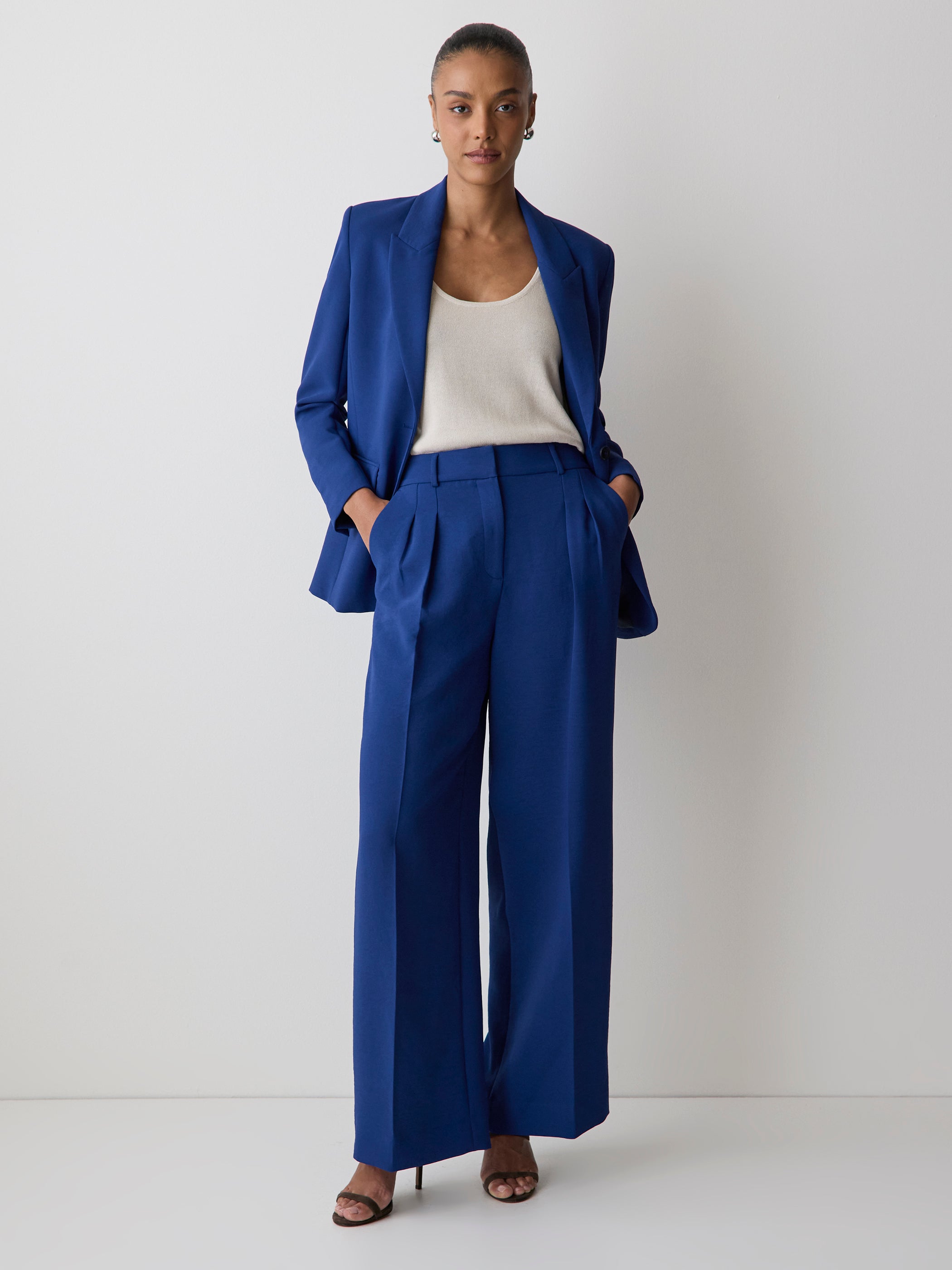Wide Leg High Rise Woven Pant with Pleats