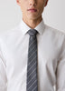 Men's Skinny Silk Linen Tie Charcoal Stripe