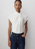 Extended-Sleeve Top with Crossover Draped Mock Neckline