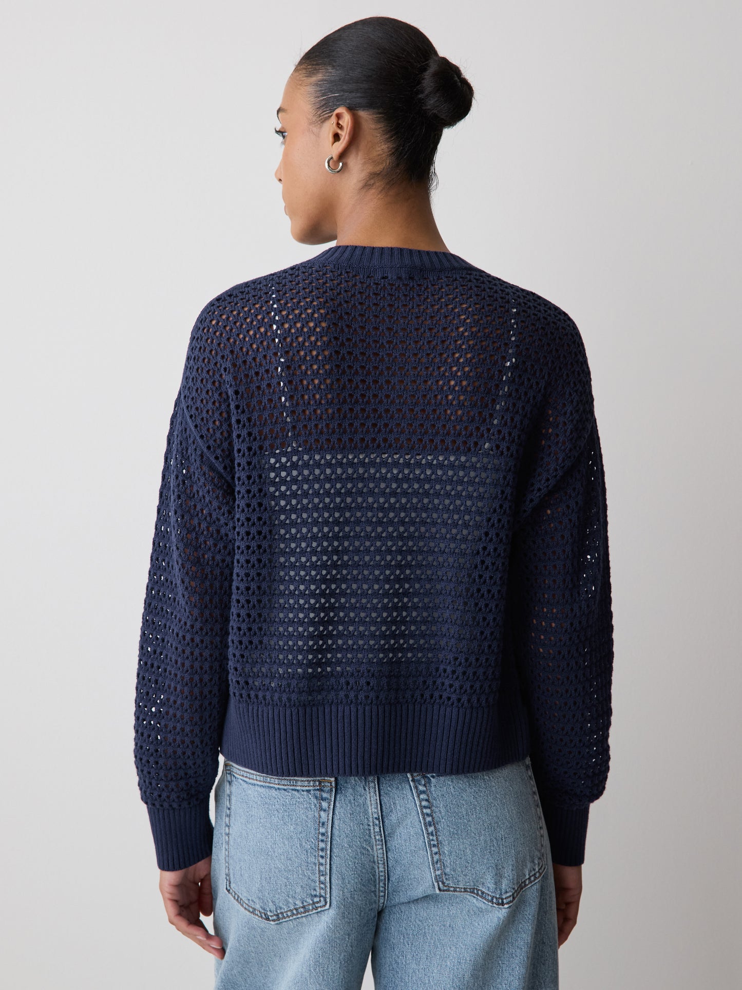 Long-Sleeve Open-Stitch Cardigan